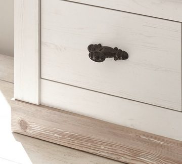 Furn.Design Garderoben-Set Rovola, (Flurgarderobe 3-teilig Pinie weiß, 190 x 201 cm), Landhausstil mit gewischter Optik, viel Stauraum