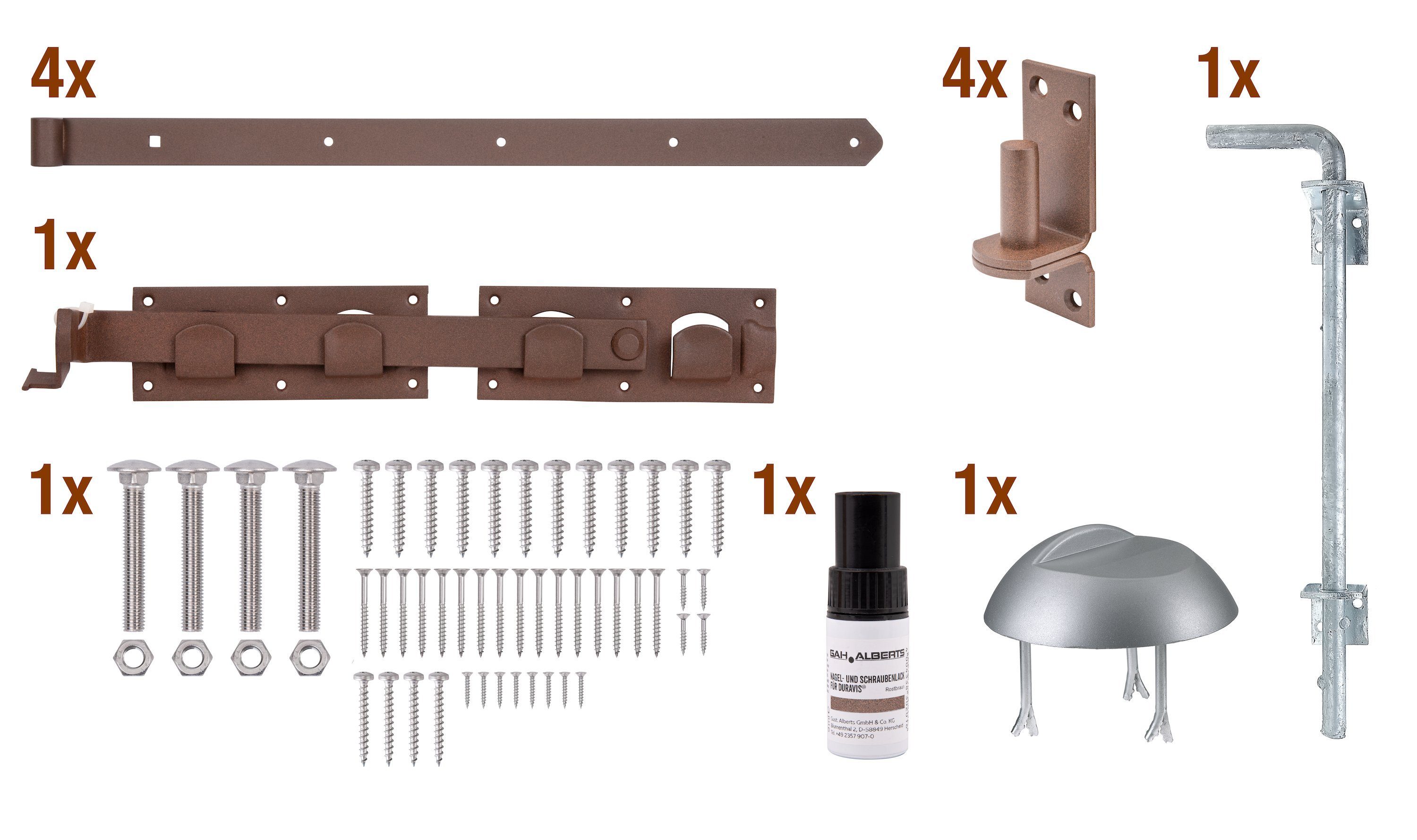 Alberts Duplexbeschichtet Torbeschlag DURAVIS® für Torbeschlag Beschlagssortiment, Doppeltore,