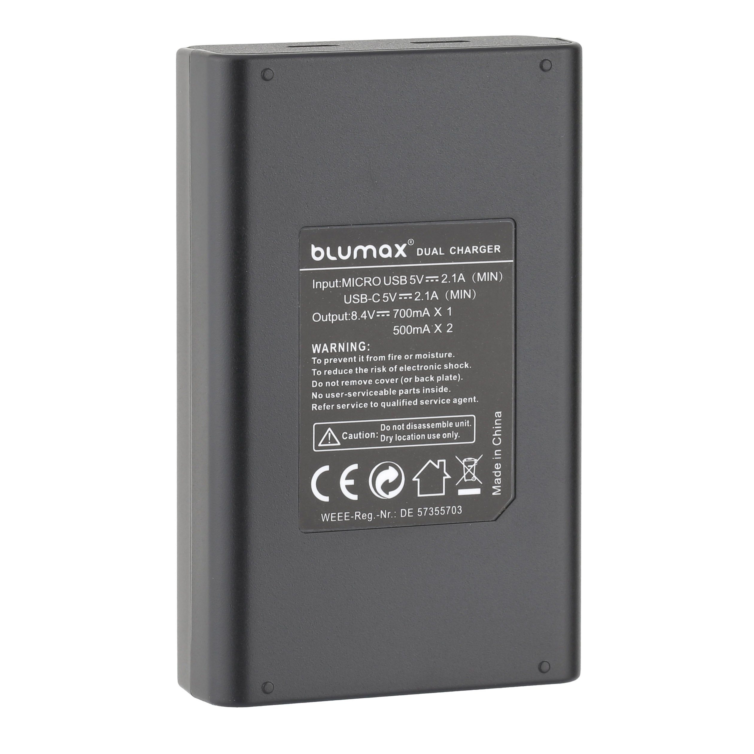 Blumax Dual LCD Ladegerät, für Canon LP-E17 USB-C Kamera-Ladegerät