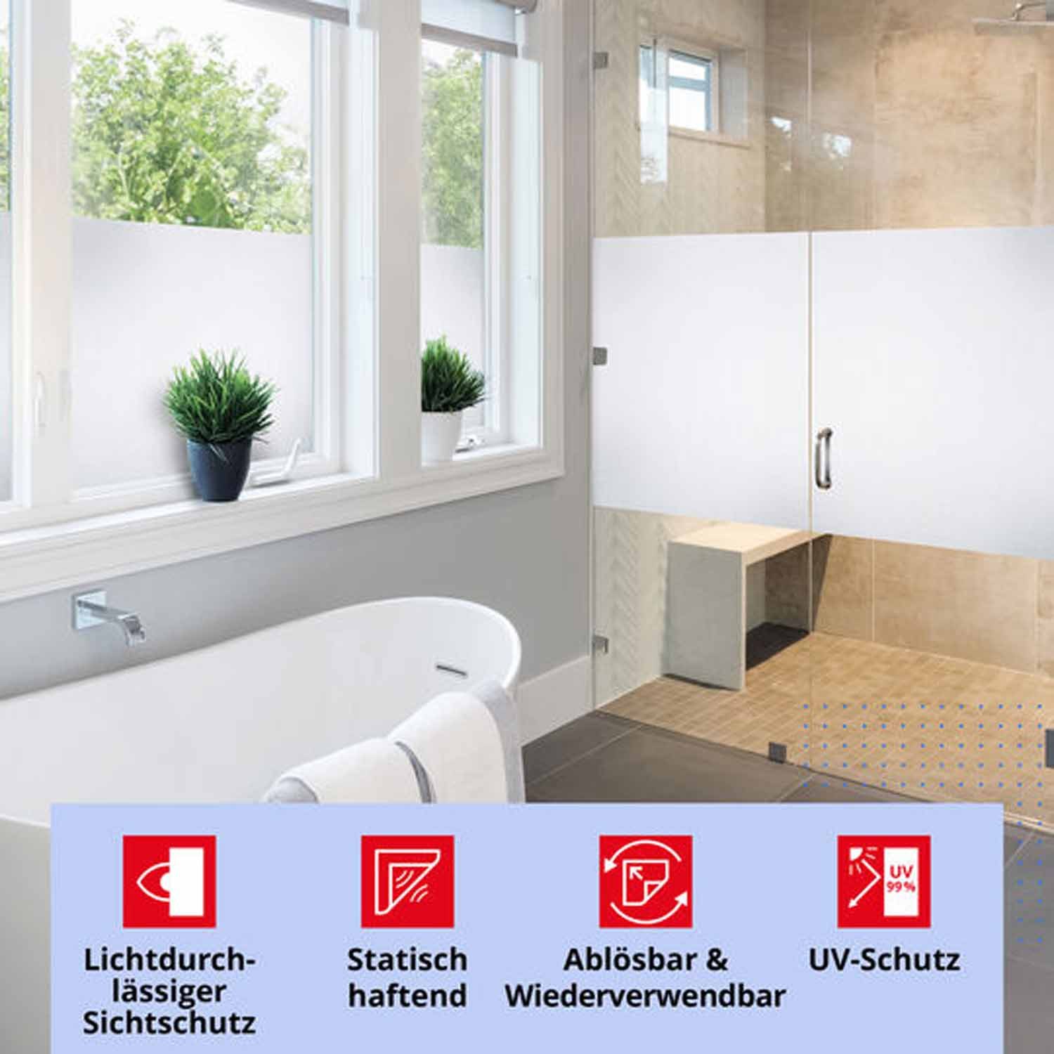 d-c-fix Fensterfolie Frost Sichtschutzfolie selbsthaftend Deko Folie für Fenster innen, Glatt, Statisch haftend - rückstandslos entfernbar & wiederverwendbar