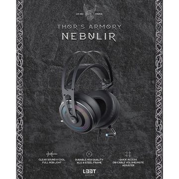 L33T NEBULIR Gaming Headset mit LED Beleuchtung Headset (integriertes Mikrofon, Gaming Headset, 50-MM-Treiber)