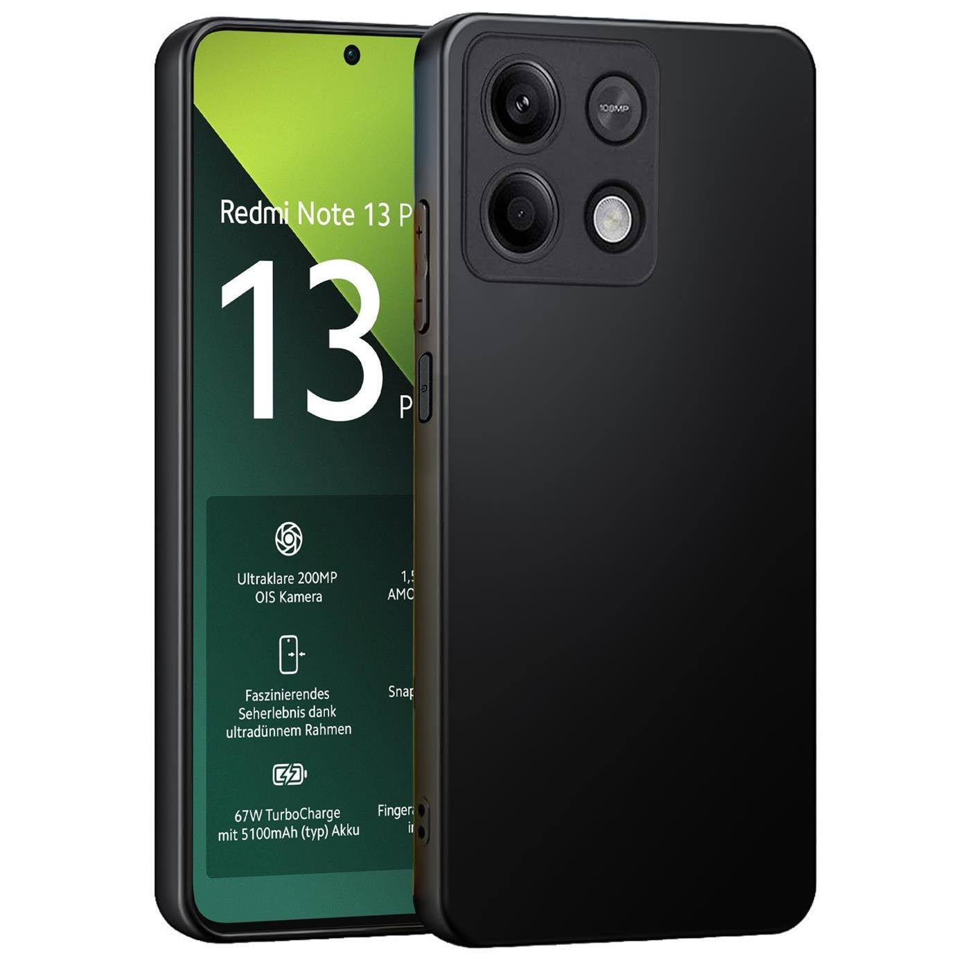 CoolGadget Handyhülle Black Series Handy Hülle für Xiaomi Redmi Note 13 Pro 5G 6,67 Zoll, Silikon Schlicht Robust Schutzhülle für Redmi Note 13 Pro 5G Hülle