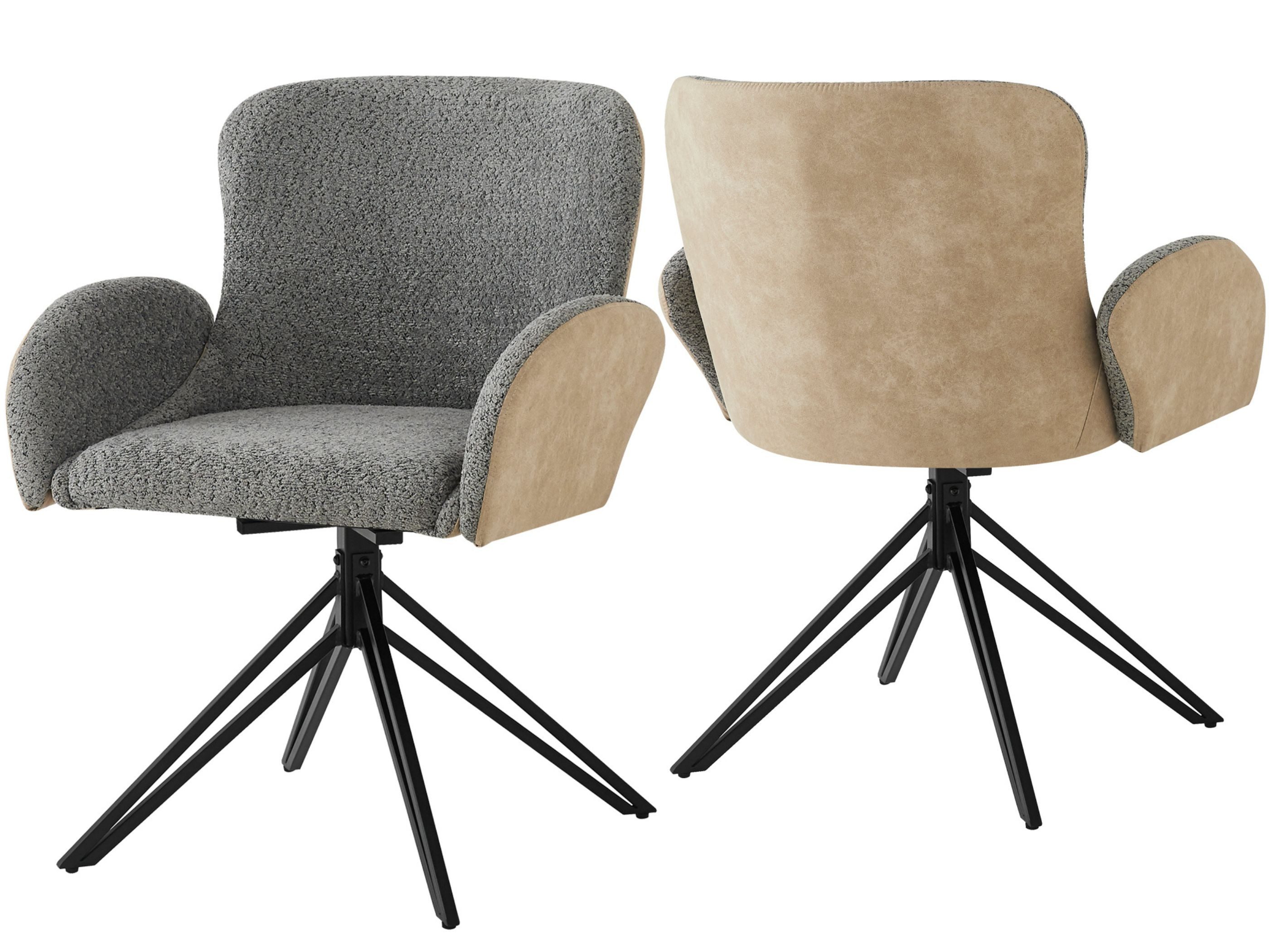 Esszimmerstuhl Drehstuhl 2er Set, mit 360° Drehfunktion, Chenille & Technischer Stoff