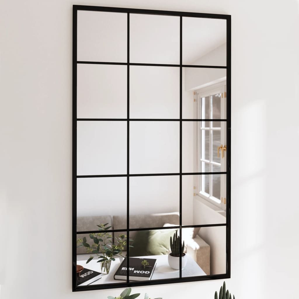 furnicato Wandspiegel Schwarzer 100 x 60 cm - 4er Set für dein Zuhause (1-St), Eleganter Schminkspiegel mit Haken zur Montage im Schlafzimmer