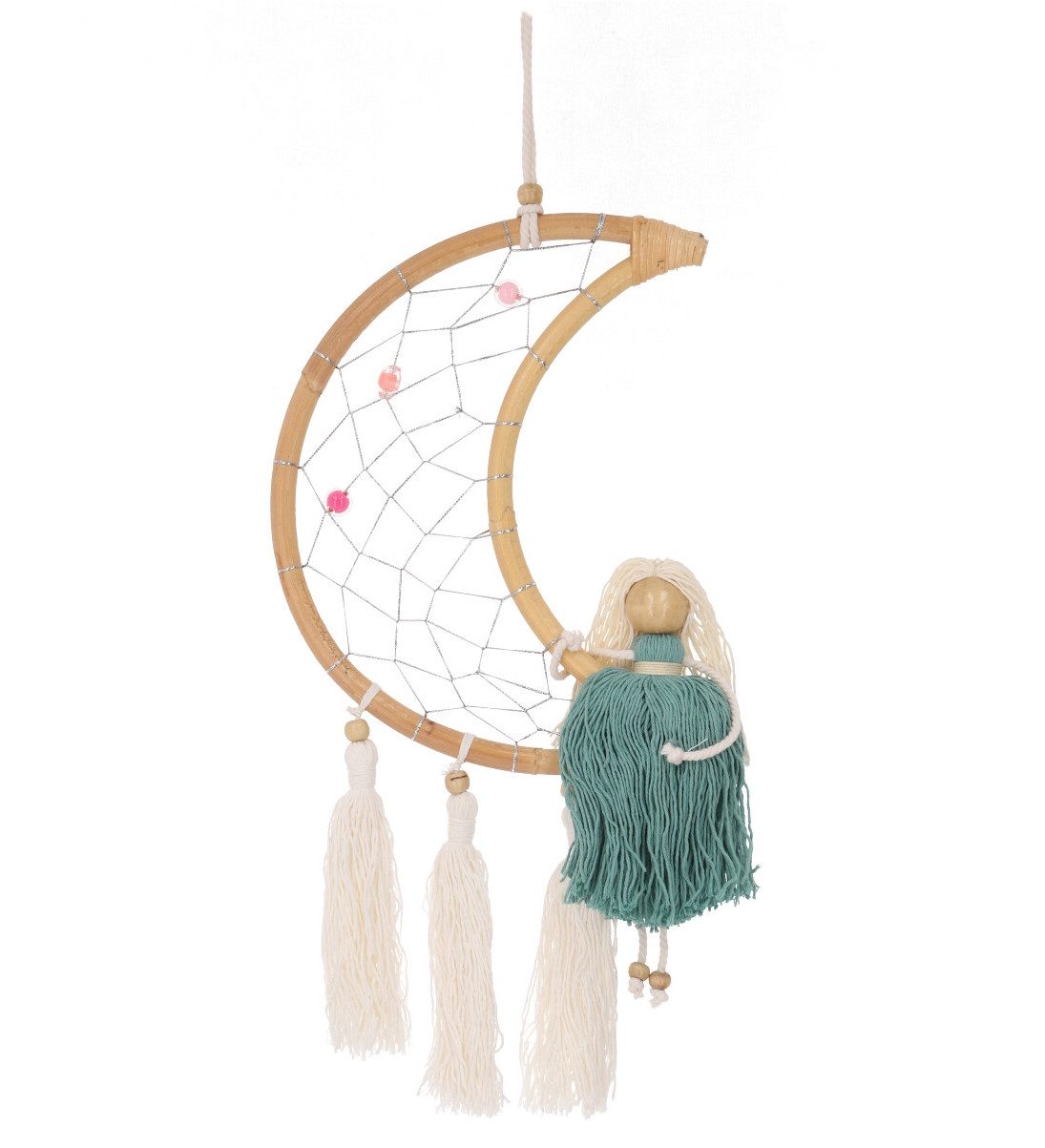 Guru-Shop Dekoobjekt Traumfänger Mond mit Schutzengel Dreamcatcher -..
