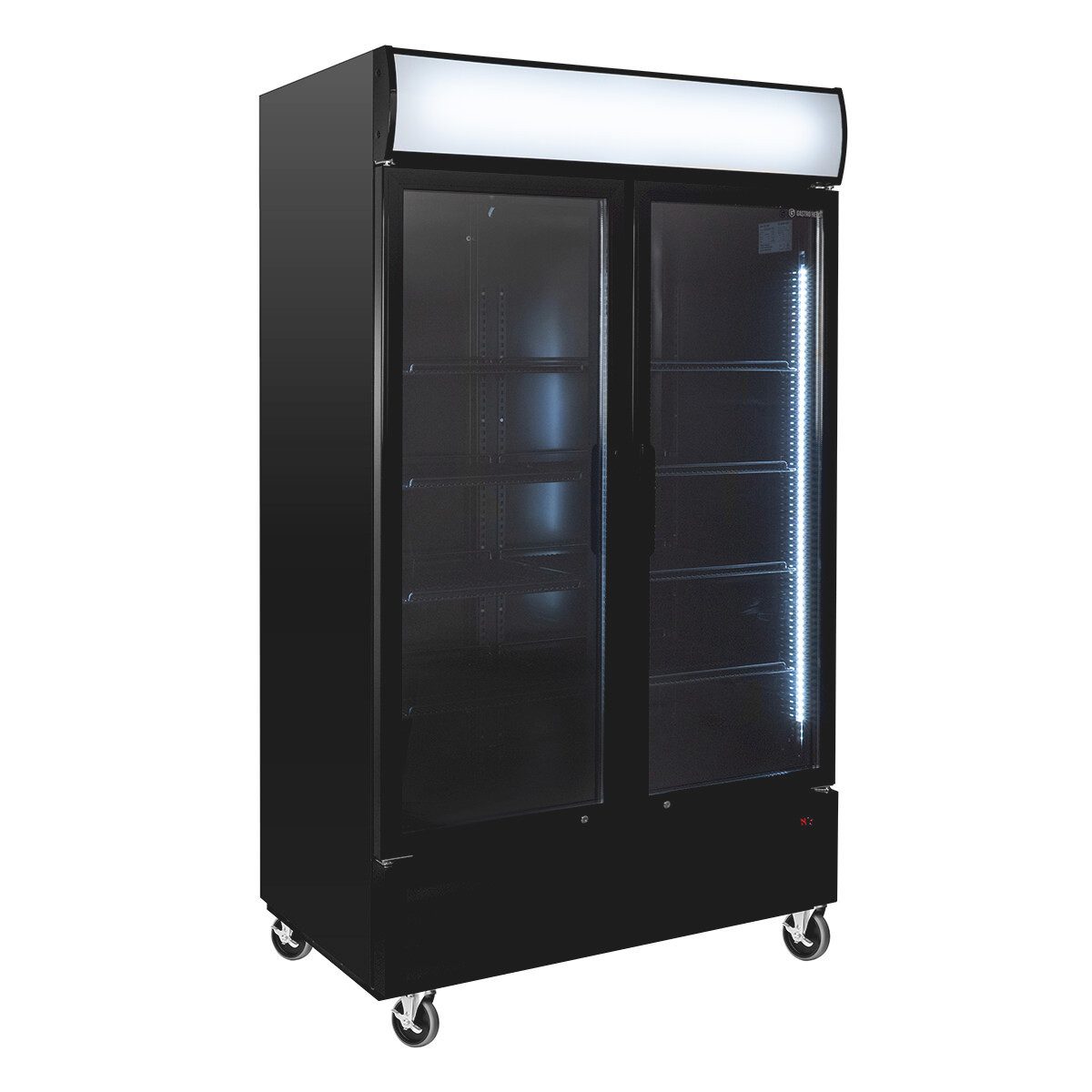 GastroHero Getränkekühlschrank Getränkekühlschrank 1000 L mit Leuchtaufsatz schwarz, 209.5 cm hoch, 113 cm breit