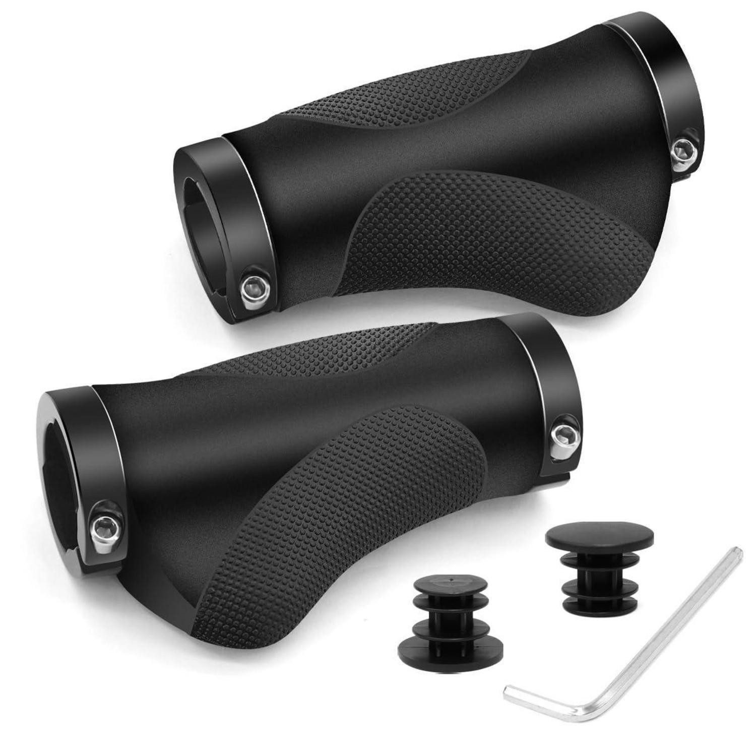 LuxusKollektion Fahrradlenkergriff Fahrradgriffe rutschfest ergonomisch Lock On 22mm Schwarz(93mm+93mm) (1-St)