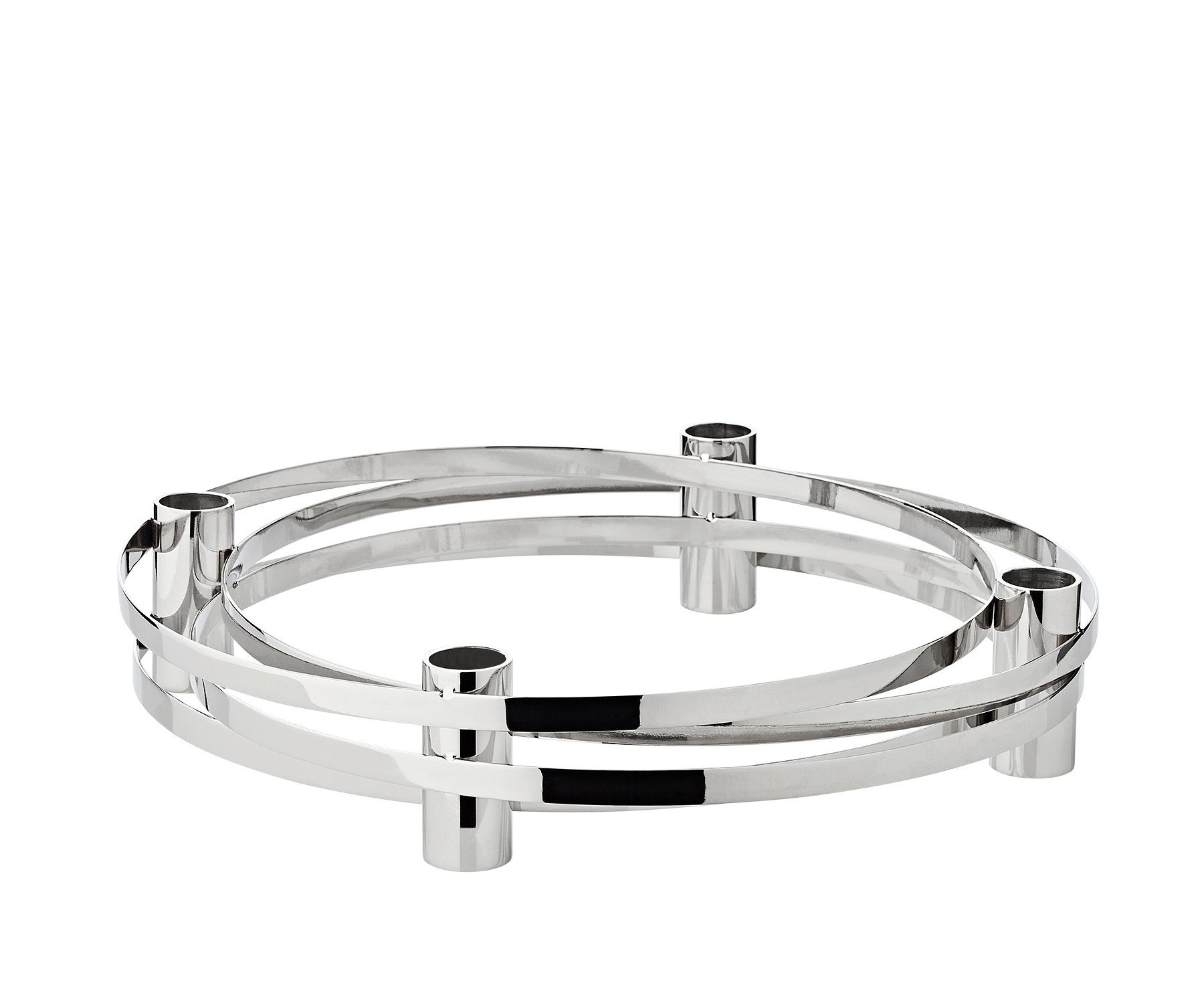 EDZARD Kerzenhalter Avia, Silber-Optik, glänzend, vernickelt, Ø 29 cm