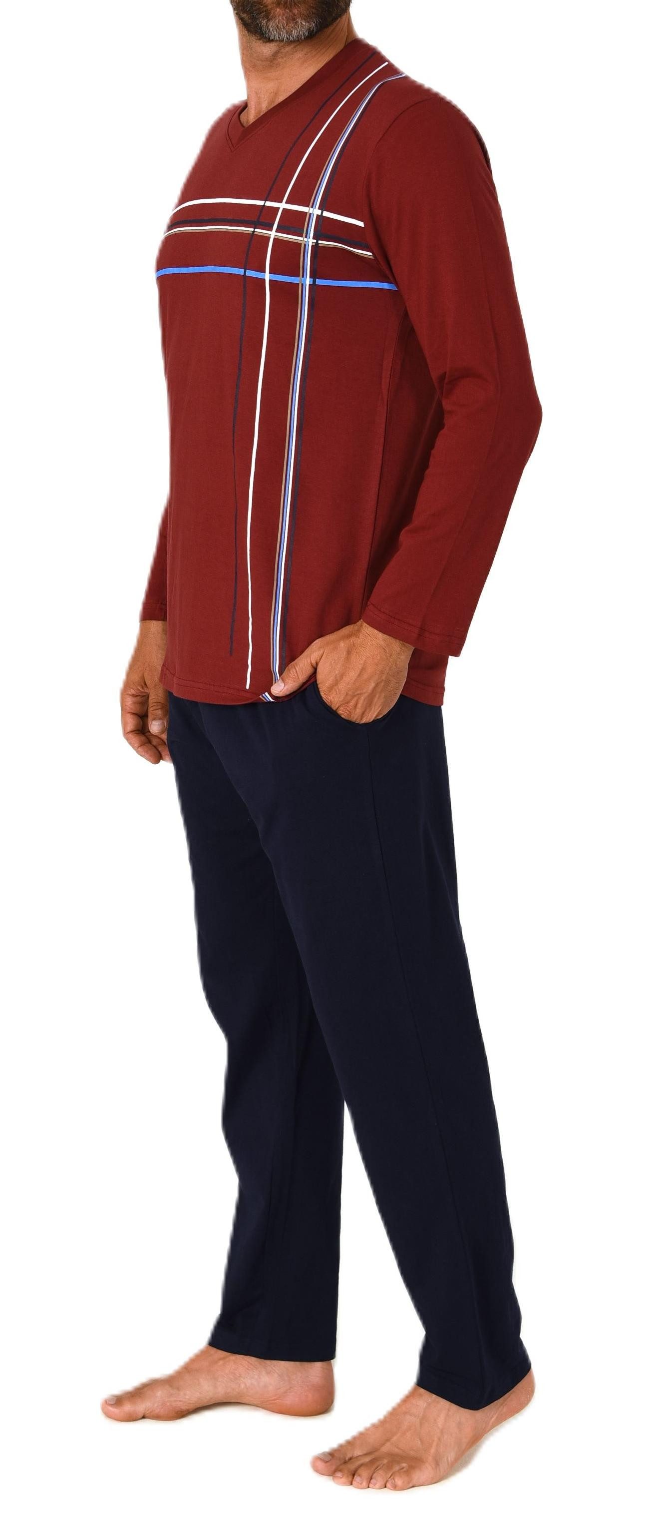 Normann Pyjama Herren Schlafanzug langarm Pyjama mit Frontprint - auch in Übergrößen – Bild 4 von 5