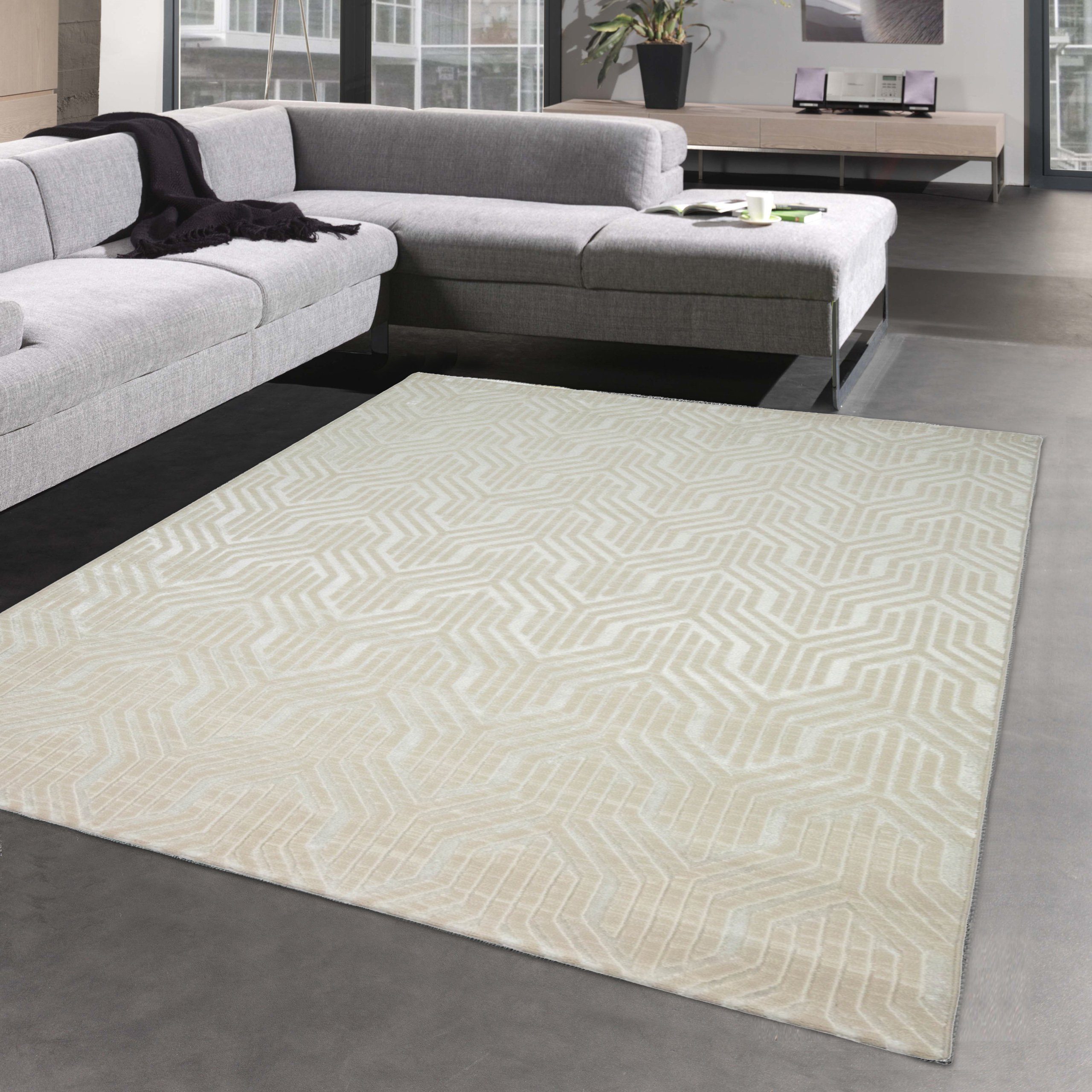 Carpetia Teppich Schlichter Orientteppich - modernes Design - in creme, rechteckig, Höhe: 8 mm