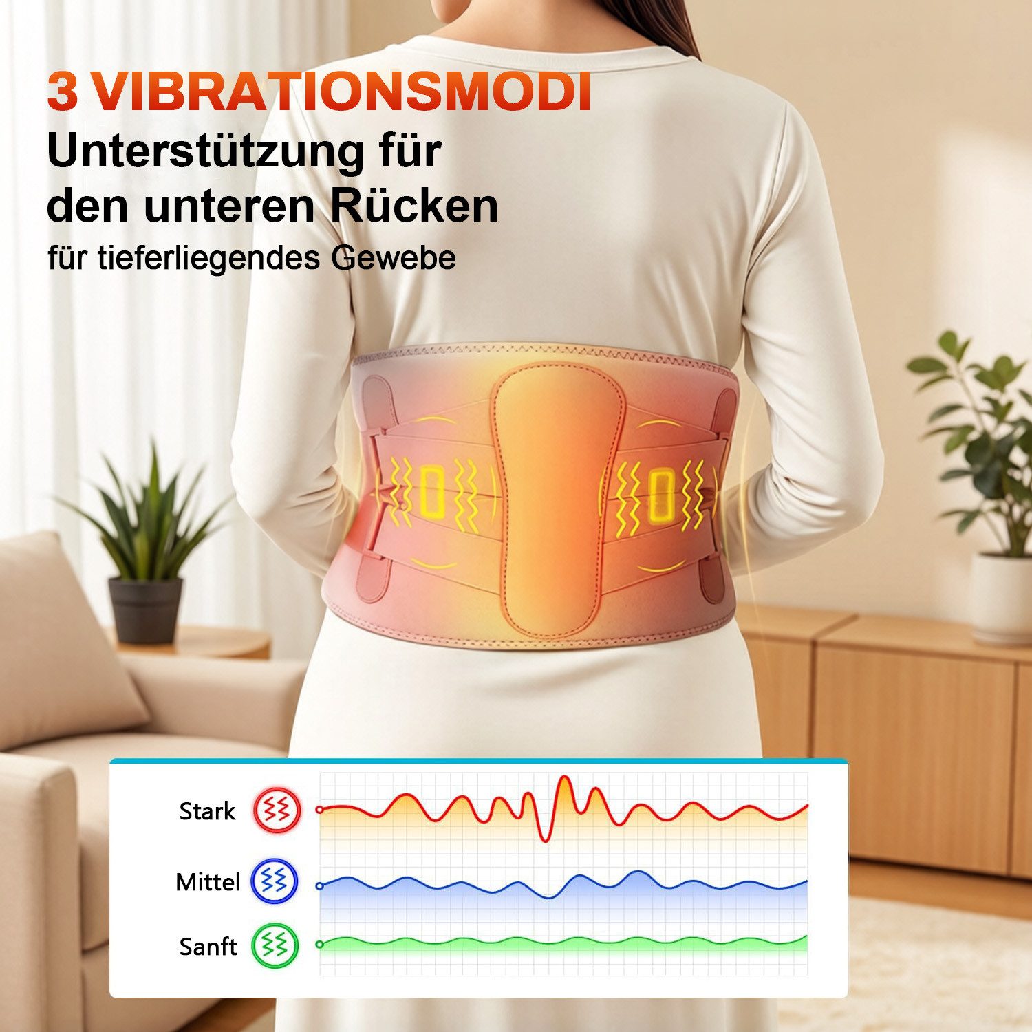 ALLJOY Massagegerät 170CM Massagegerät Rücken Heizkissen Kabellos Wärmegürtel 10000mAh, Lindert Rücken-und Lendenschmerzen,Muskelverspannungen,Regelschmerzen, 3 Stufen Massage & Wärmestufen, USB-Heizkissen mit Rückenunterstützung