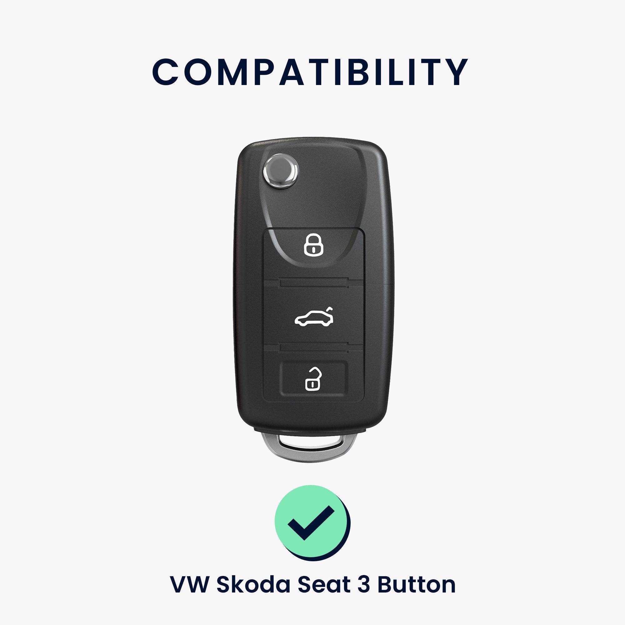 Cover Kunstleder Schlüssel Seat, Autoschlüssel für VW kwmobile Case Schlüsselhülle Hülle Skoda Schlüsseltasche