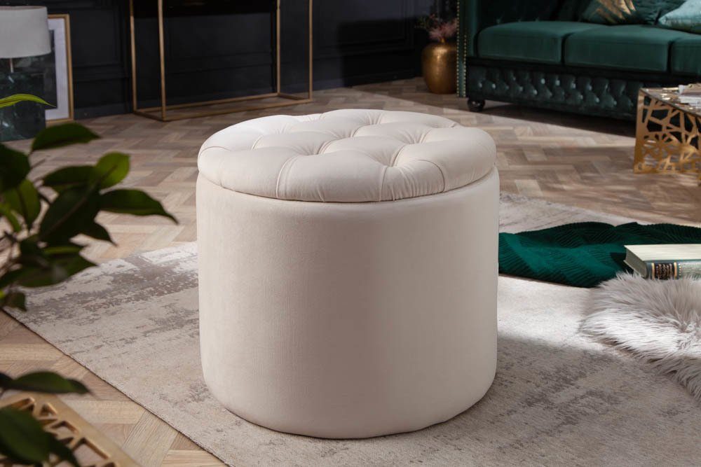 riess-ambiente Hocker MODERN BAROCK champagner, Wohnzimmer · Samt · mit Sta günstig online kaufen