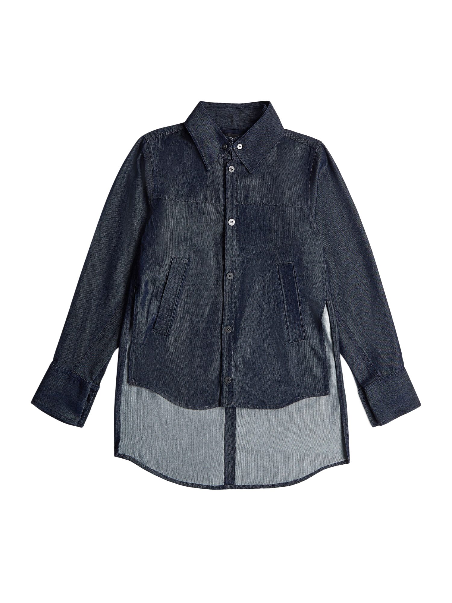 G-STAR Hemdbluse blau,Casual,Lyocell,Unifarben,Hemdblusenkragen,Lang,Relaxed Fit