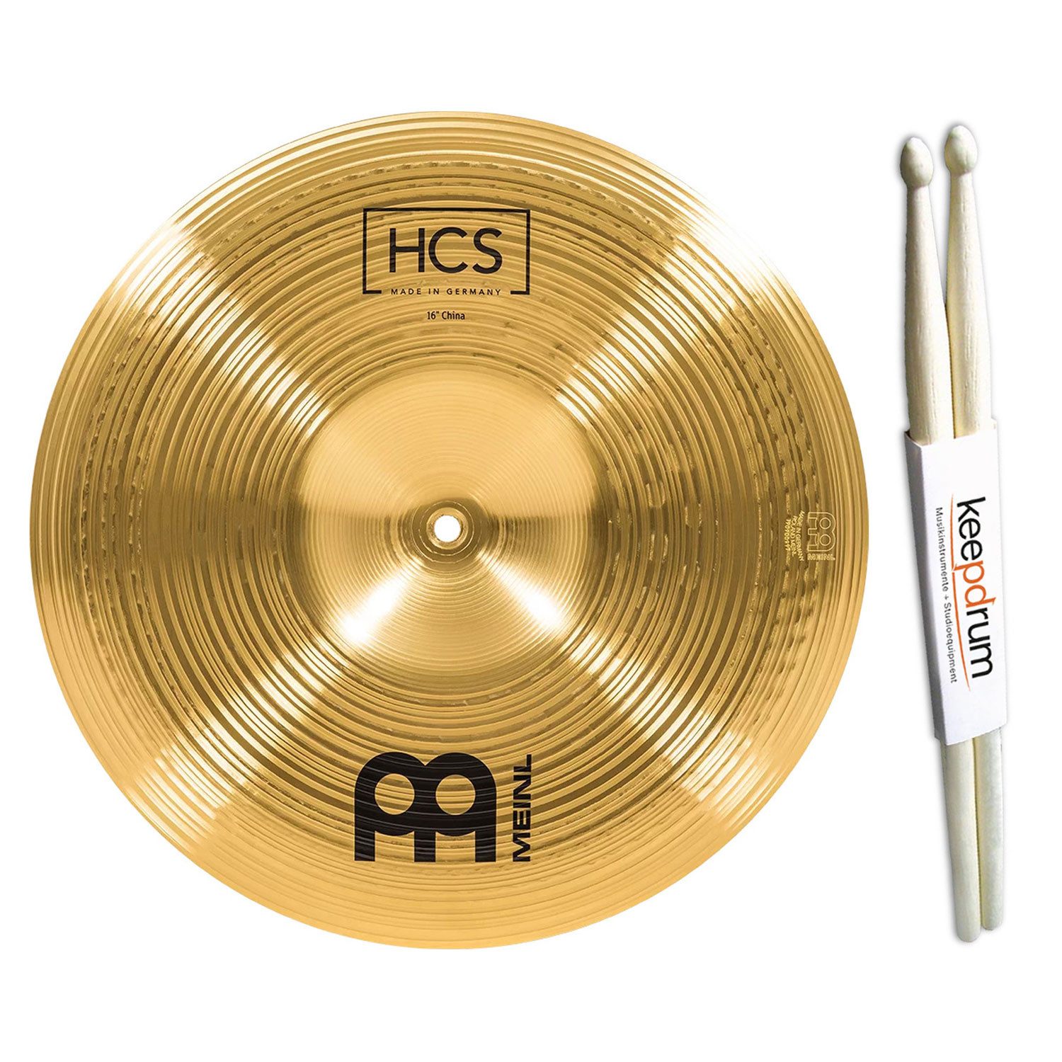 Meinl Cymbals Becken Meinl Becken HCS16CH China 16 Zoll mit Schlagzeugstöcken, 1-St., Becken, Vorteils-Set