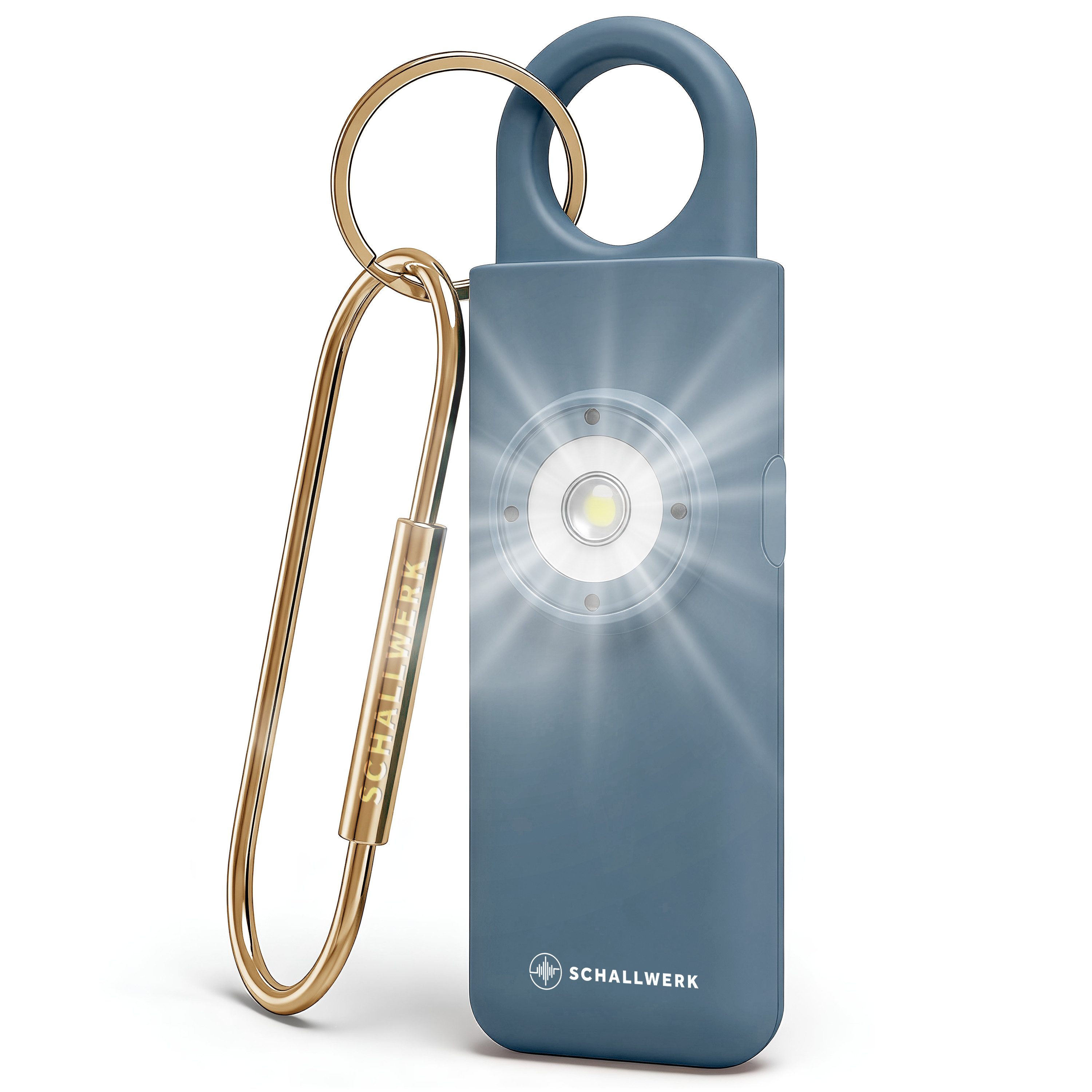 Schallwerk Taschenanhänger Safety+ Taschenalarm 130 dB mit Licht für Frauen/Jugendliche/Senioren 130 dB Alarm, Stroboskop und Taschenlampe, per USB-C aufladbar