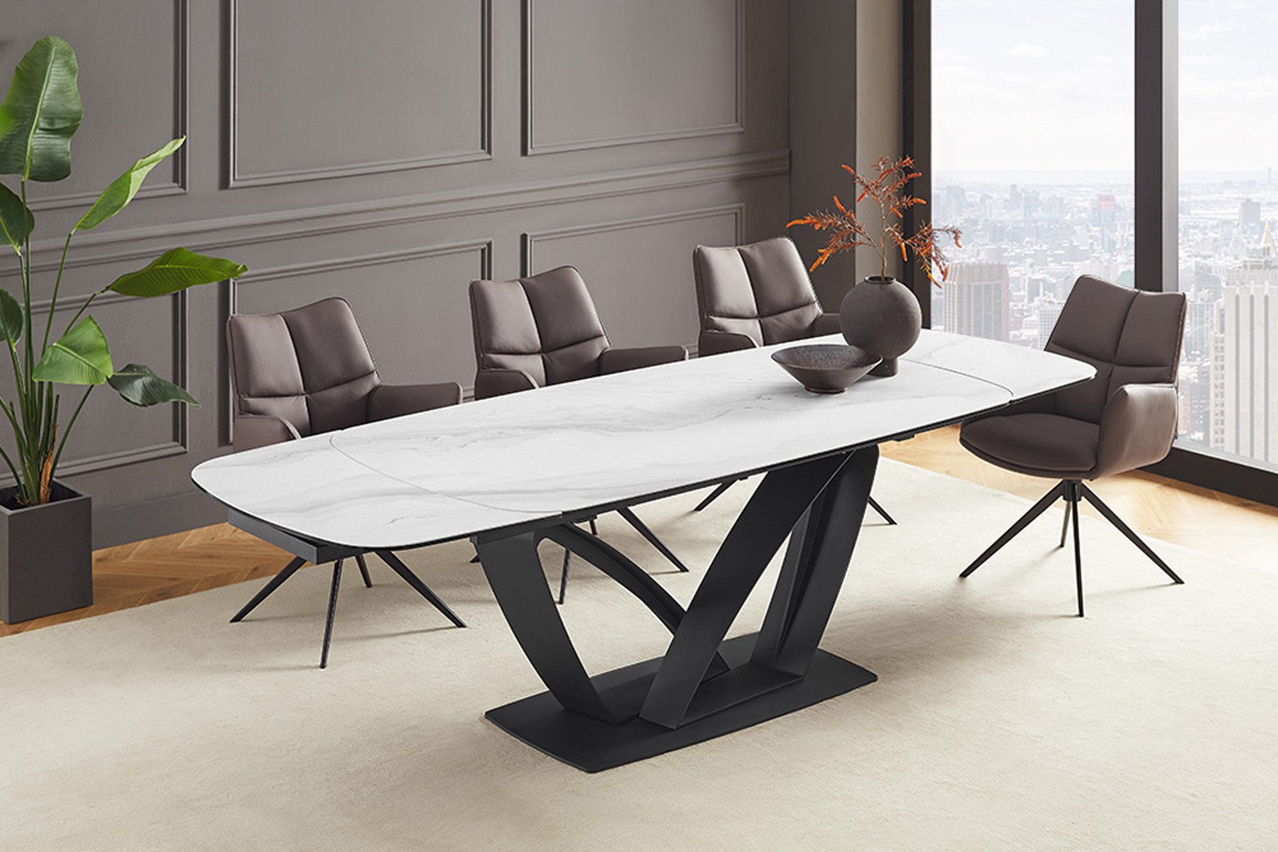 riess-ambiente Esstisch PAPILLON 180-260cm weiß / schwarz · Konferenztisch günstig online kaufen