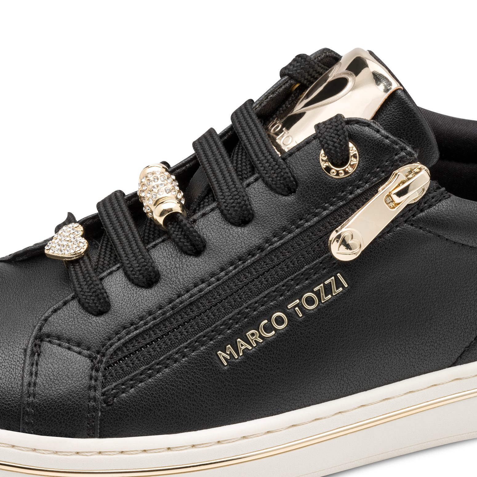 MARCO TOZZI Plateausneaker Halbschuh, Freizeitschuh, Schnürer mit Schmuckelementen und MT-Logo