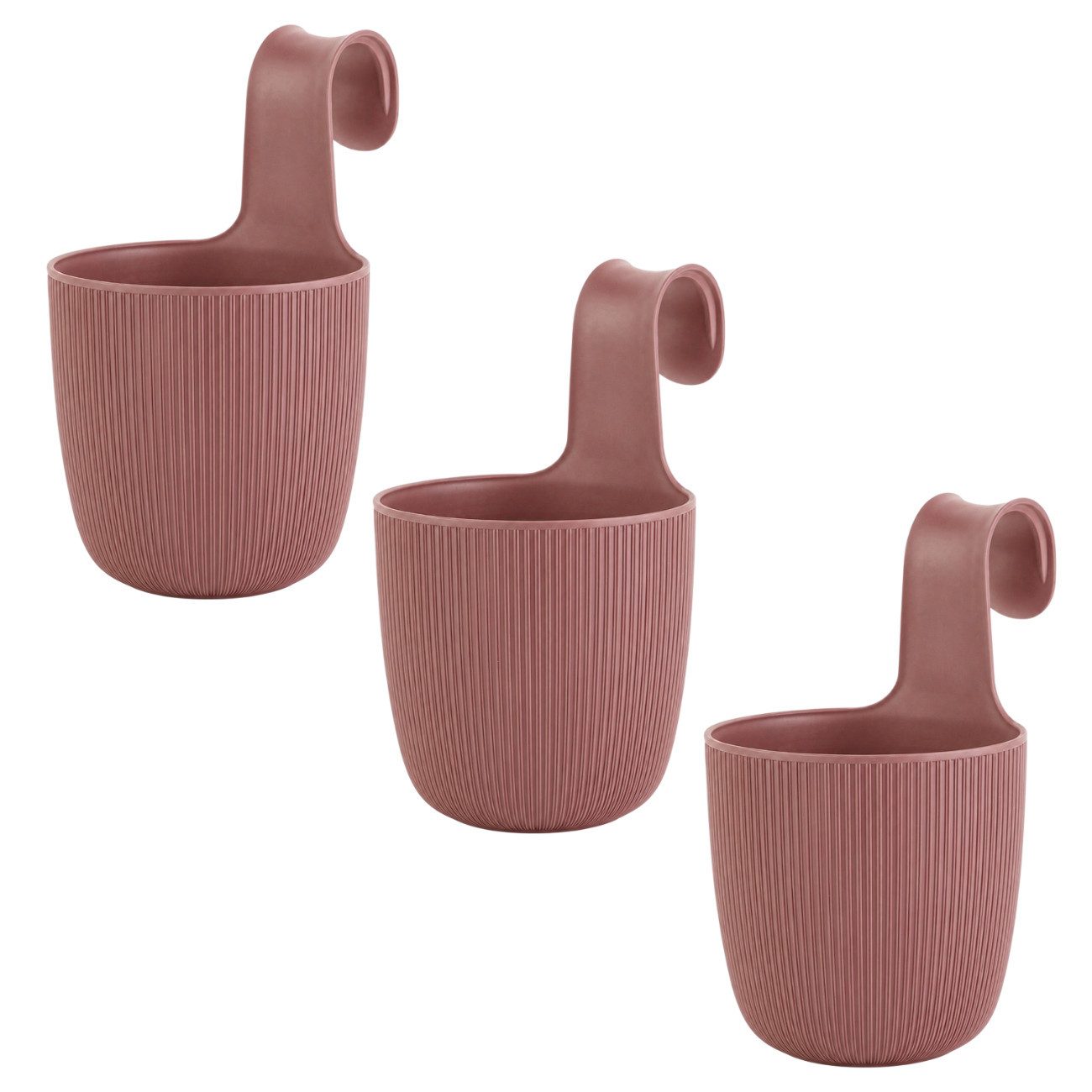 Engelland Blumentopf Blumentopf zum Hängen (Vorteils-Set, 3 St., Fassungsvermögen 2,3 Liter), UV-Beständig, Frostbeständig, Drainagesystem, ideal für Geländer/Zäune
