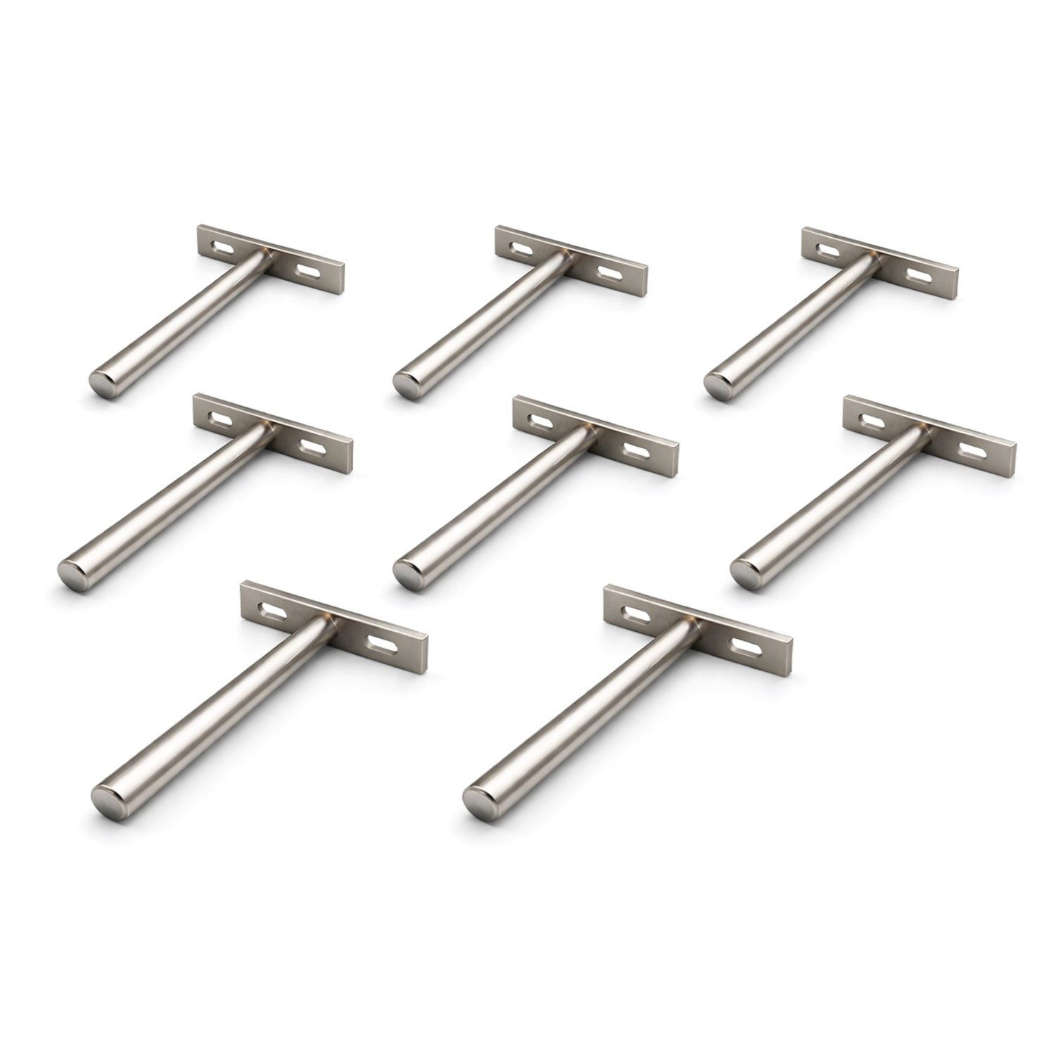 HOOZ Wandregalhalter Tablarträger 10 cm verdeckt stabil für Wand- & Bücherregal 8er Set, Fachbodenträger 8-tlg., Unsichtbare Schwerlast-Befestigung für Holz- und Schweberegale