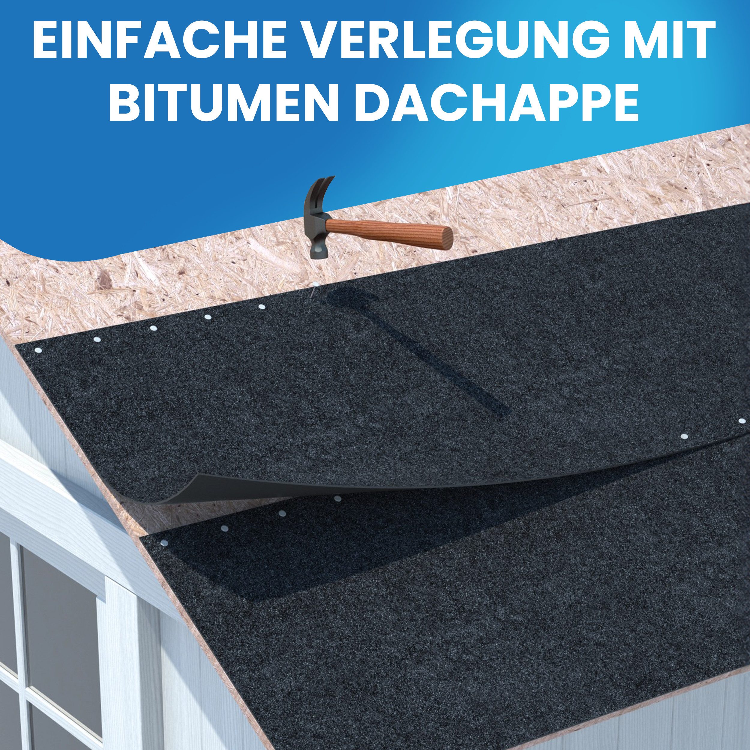 Gartenpirat Dachpappe Bitumen Dachpappe schwarz zur Dacheindeckung inkl. Dachpappnägel, Für Gartenhäuser, Carports oder Kinderspielhäuser – Bild 4 von 5