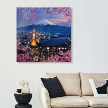 Posterlounge XXL-Wandbild Editors Choice, Tokyo Tower und Mt. Fuji, Wohnzimmer Fotografie