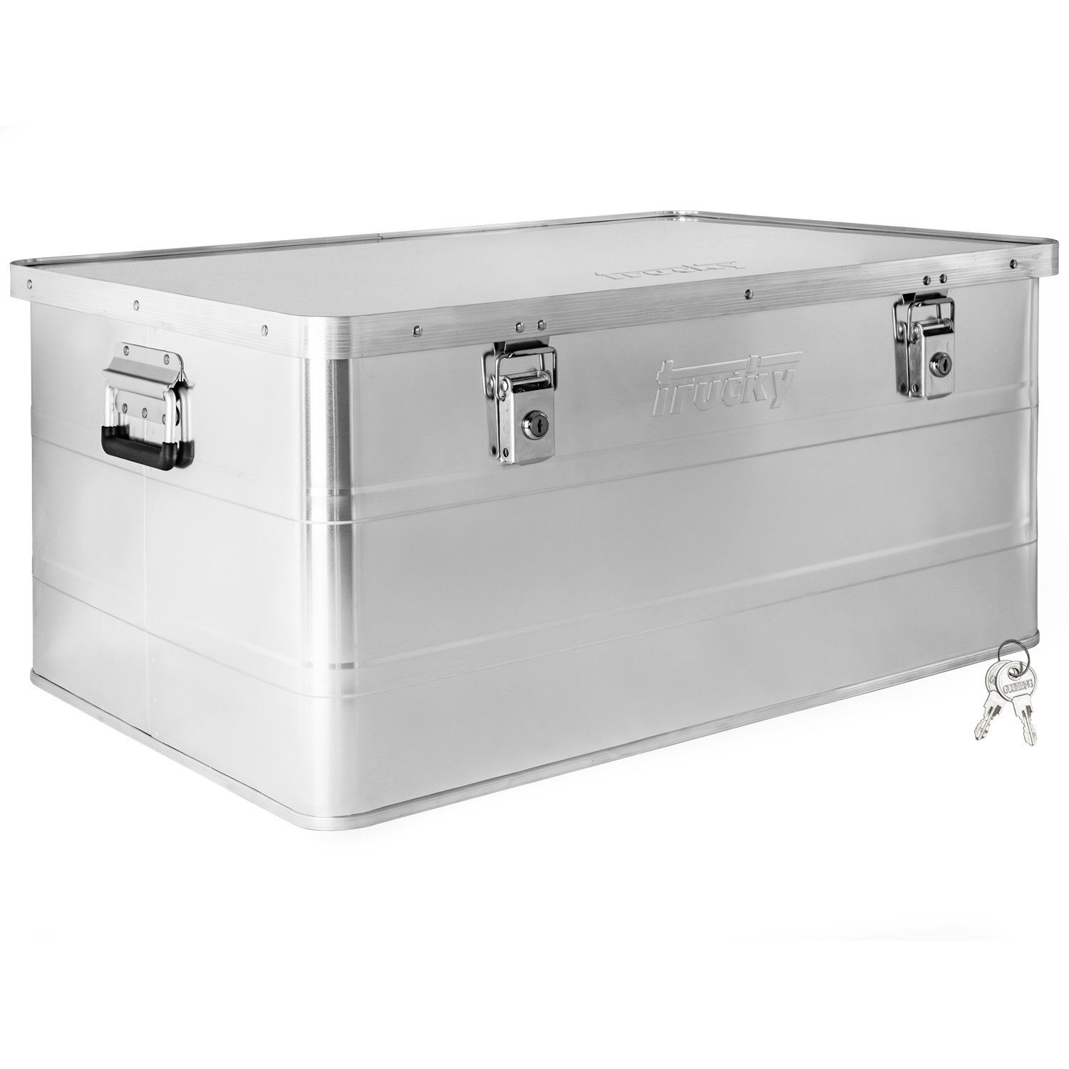 Trucky Allzweckkiste Aluminium Box mit Deckel Silber Alukiste 135 Liter Kiste Abschliessbar