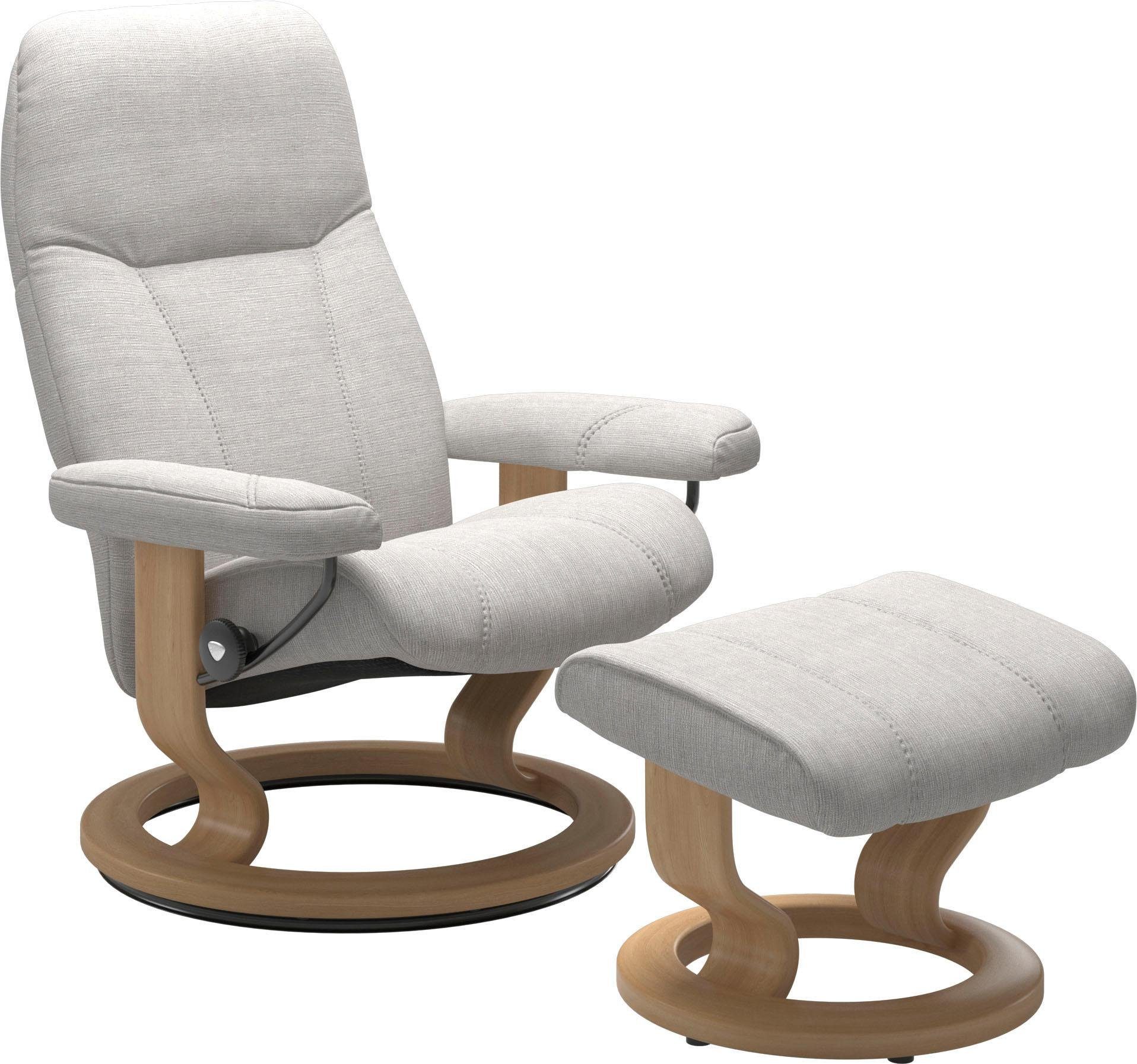 Stressless® Relaxsessel Consul (Set, Relaxsessel mit Hocker), mit Hocker, mit Classic Base, Größe M, Gestell Eiche