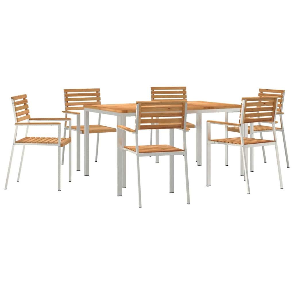 vidaXL Gartenlounge-Set Garten Essgruppe 7 pcs Braun Massivholz, (7-tlg)