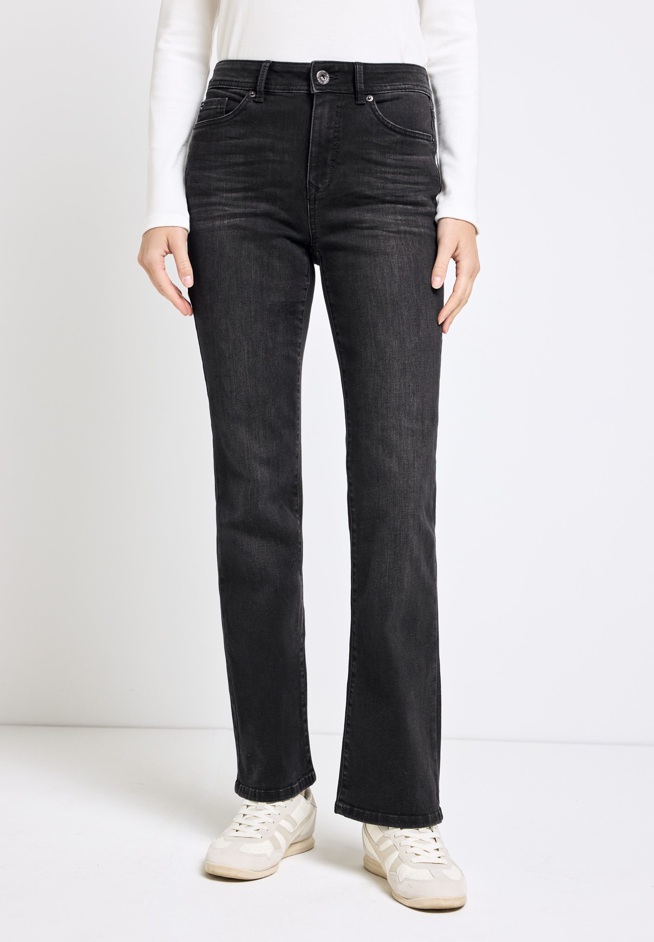 STREET ONE STUDIO Bootcut-Jeans aus Baumwolle mit Stretchanteil