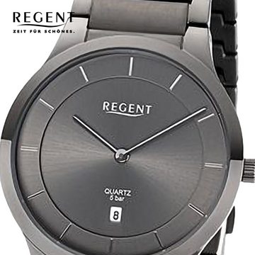 Regent Quarzuhr Regent Herren Armbanduhr Analog, Herren Armbanduhr rund, extra groß (ca. 38,5mm), Metallarmband