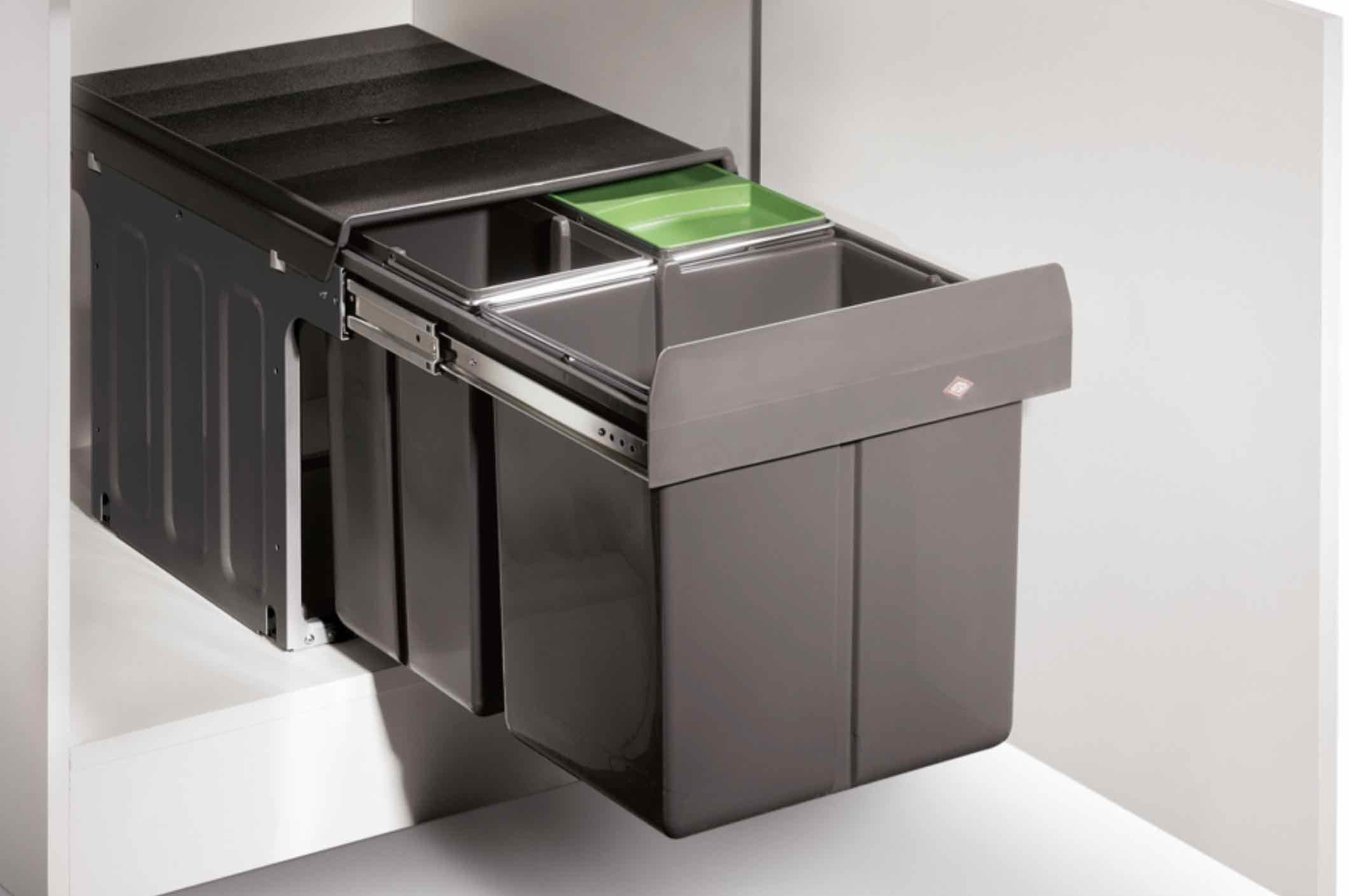 WESCO Einbaumülleimer WESCO® Profiline Trio-Master® 345 S/400-3, mit Biodeckel, anthrazit