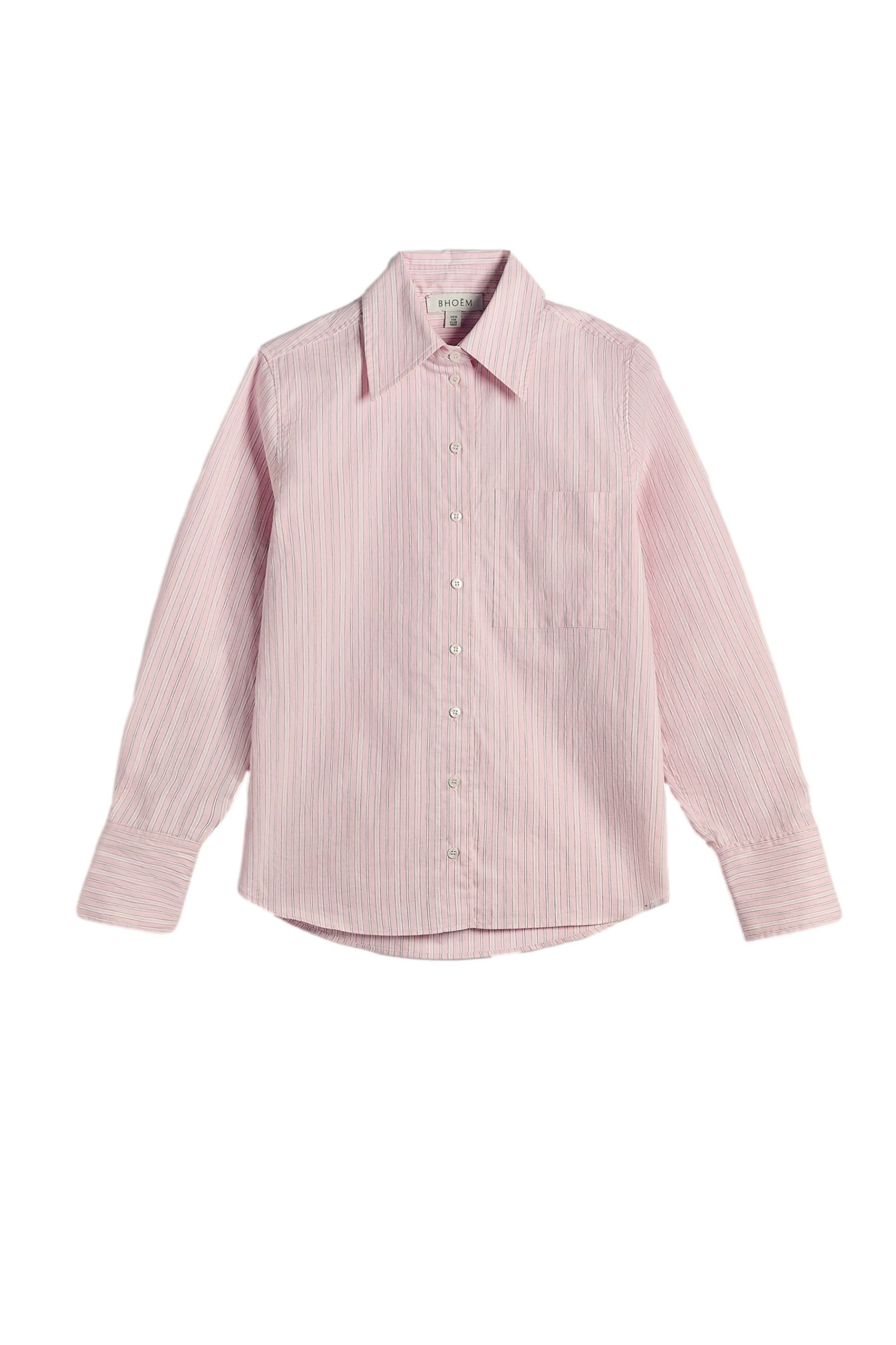 Hemdbluse BHOEM Gestreiftes Popelinehemd Regular Fit, rosa