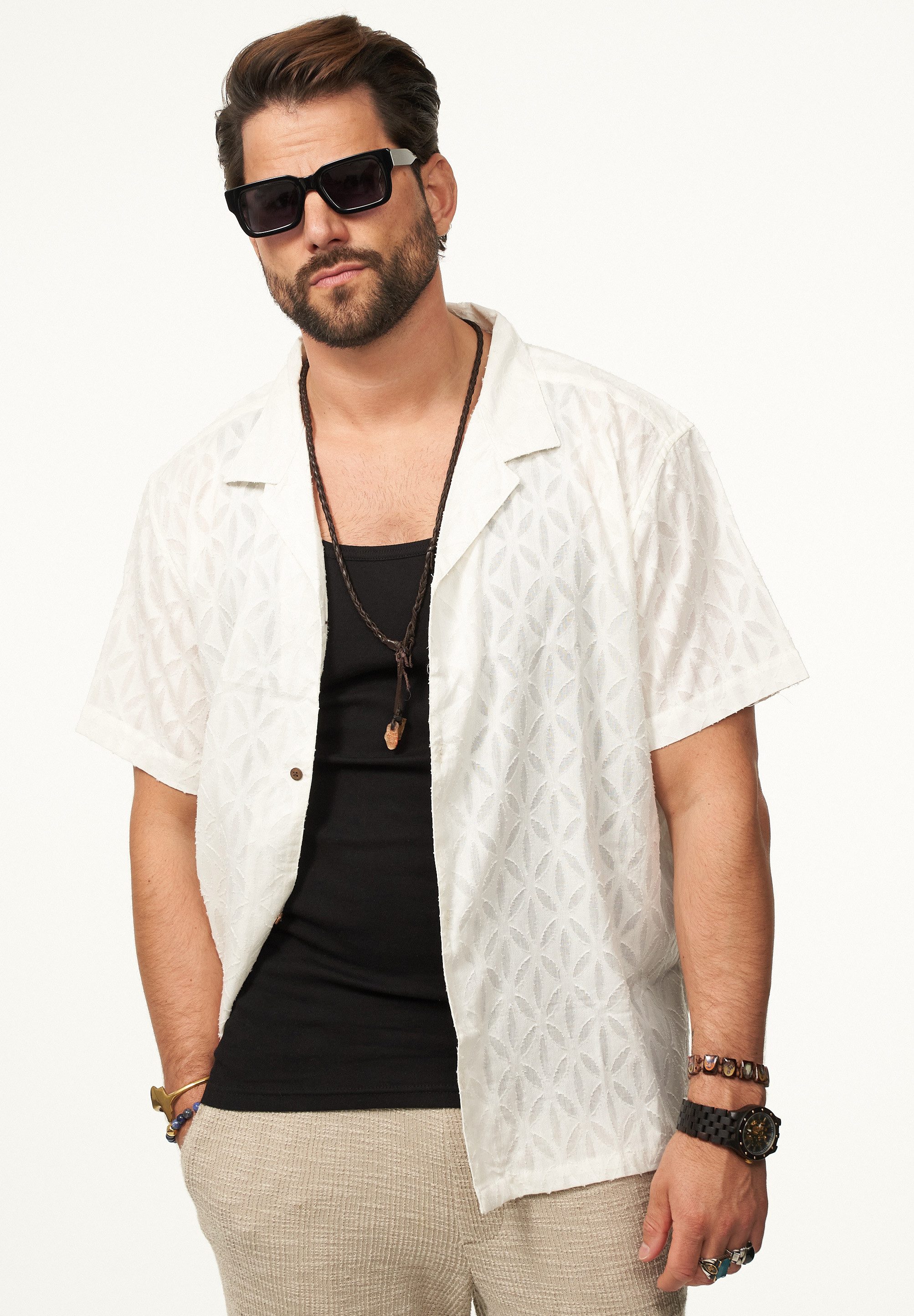 SOULSTAR Kurzarmhemd im Vintage Summer-Look Herren Kurzarm Strick Polo-Hemd günstig online kaufen