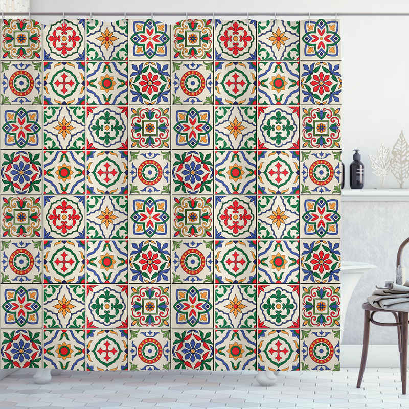Abakuhaus Duschvorhang Moderner Digitaldruck mit 12 Haken auf Stoff Wasser Resistent Breite 175 cm, Höhe 180 cm, marokkanisch Dekorative abstrakte Blatt