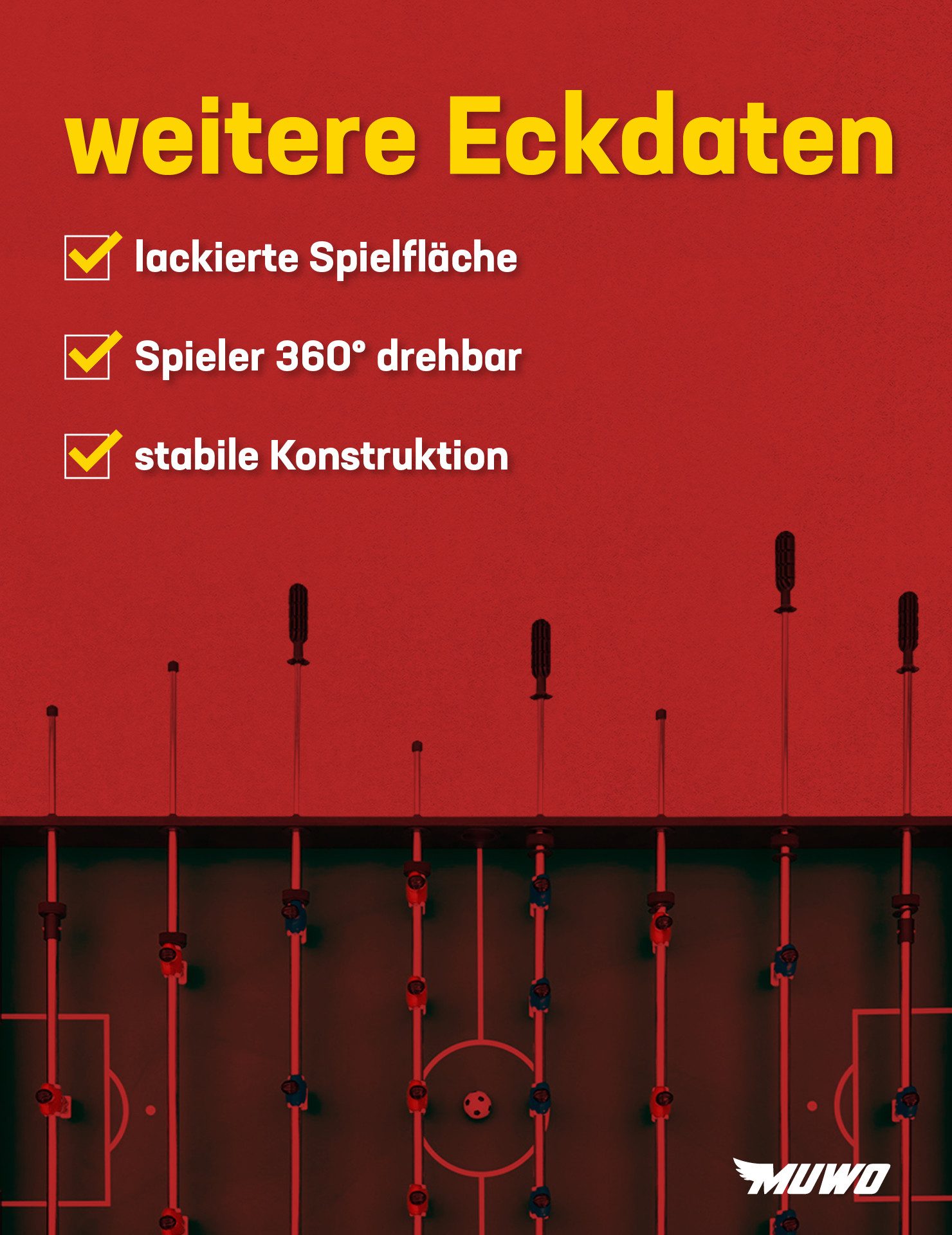 MUWO Kickertisch "Mondial" Indoor faltbarer Tischkicker