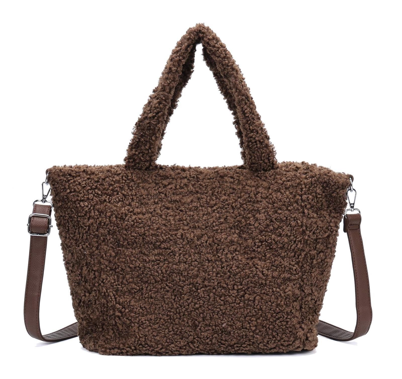 ITALYSHOP24 Schultertasche DAMEN TEDDY Plüsch Shopper günstig online kaufen