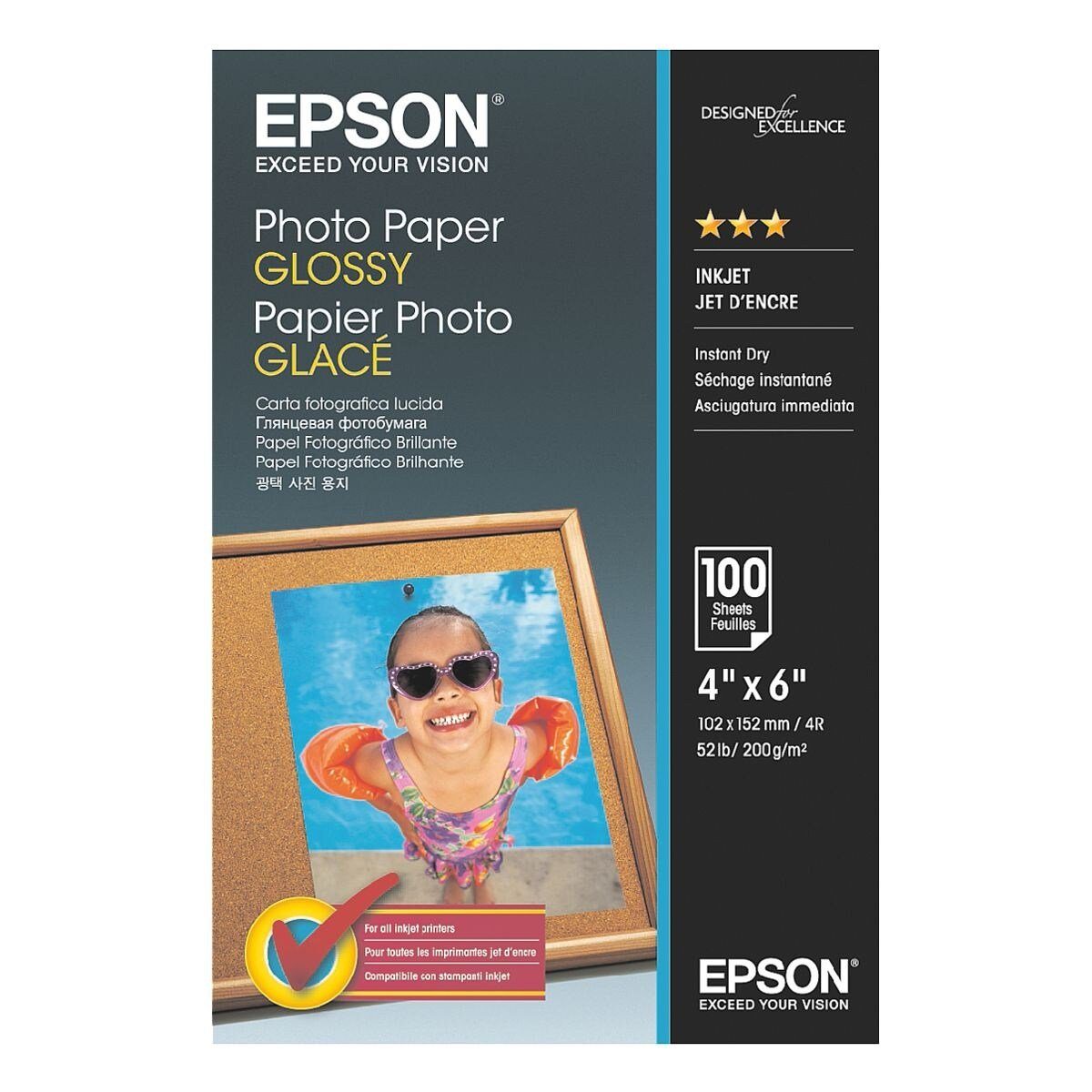 Epson Photo Fotopapier Glossy, 10x15 Blatt Format g/m², 200 Paper cm, glänzend, 100