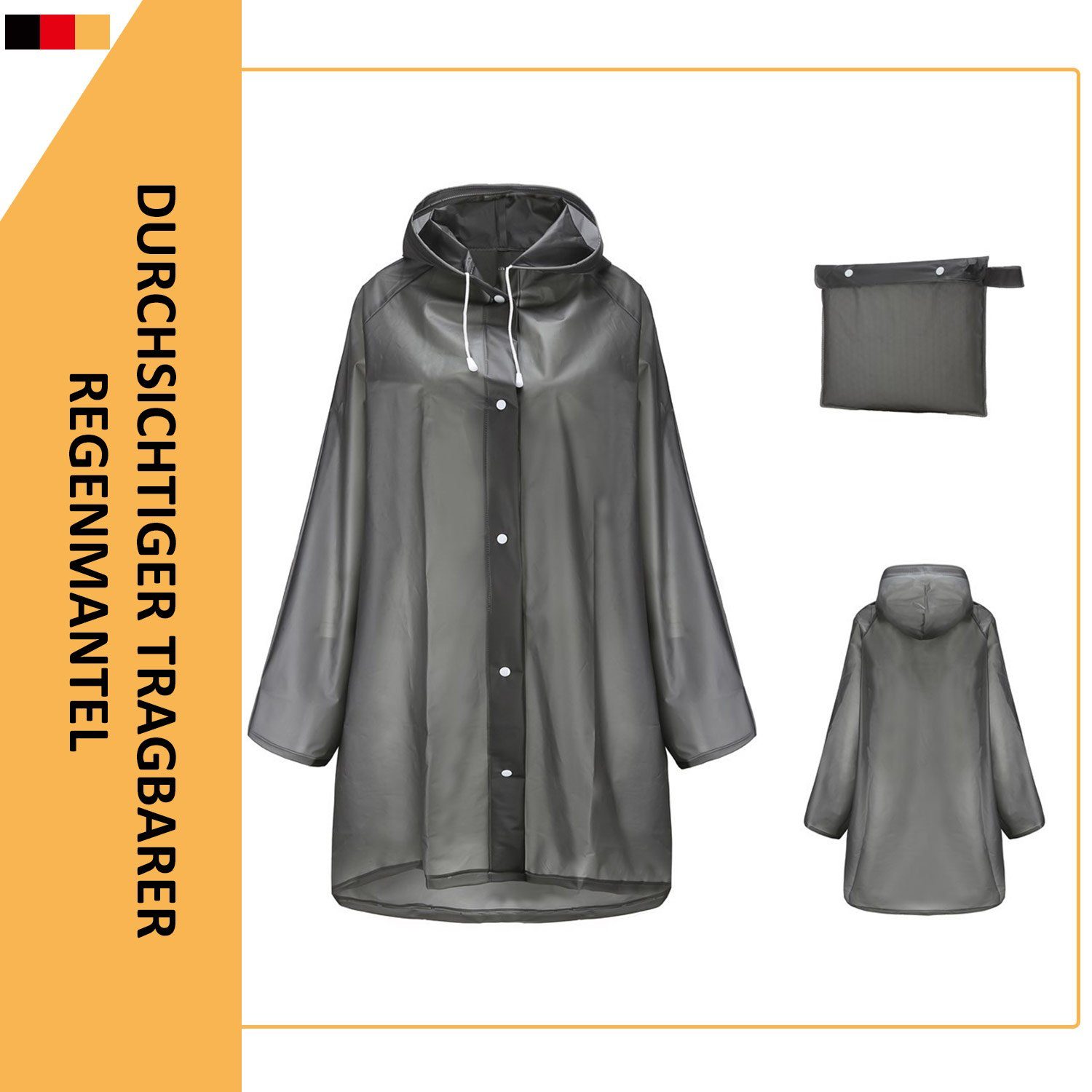 Transparent Regenmantel Festival MAGICSHE Damen Regenponcho Wasserdicht Regenjacke