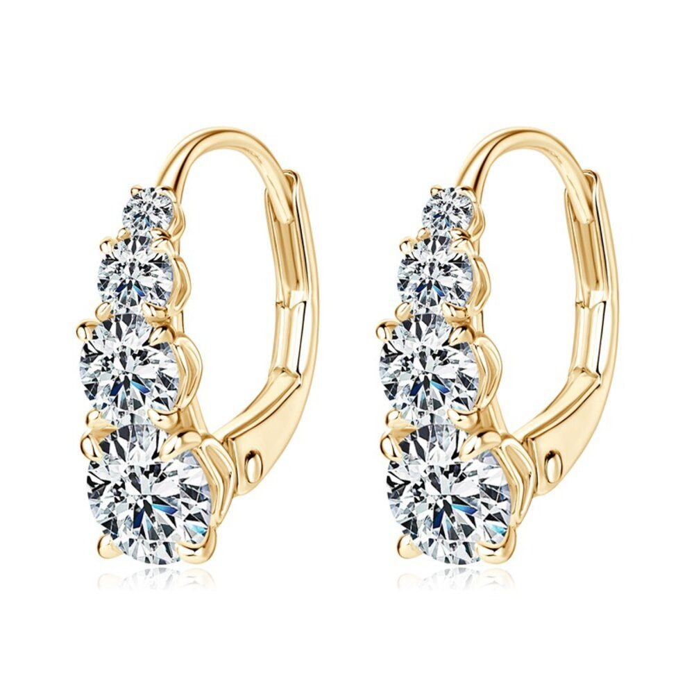 ROUGEMONT Paar Creolen Funkelnde Moissanit Damen Creolen Ohrringe 18K Gold, Echtschmuck mit Zertifikat