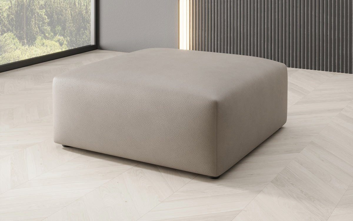Luxusbetten24 Sitzhocker Beistellhocker 80 cm Snug, mit hochwertigem Lederbezug