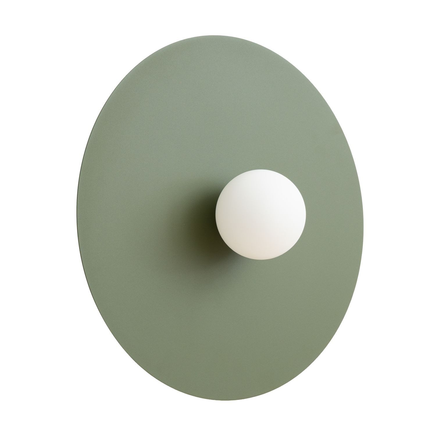 Licht-Erlebnisse Wandleuchte ALBI, ohne Leuchtmittel, Glas Metall D: 50 cm rund Olivgrün Weiß G9 Kugelschirm Modern
