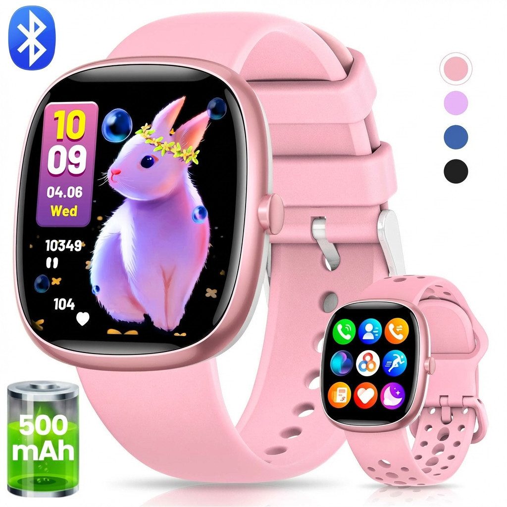 SWGOTA Smartwatch Kinder für Jungen und Mädchen 5-16 Jahren mit Telefon, IP68 Smartwatch (1,5 Zoll), Smartwatch für Kinder mit 20 Sportmodi/Herzfrequenz/Schlafmonitor, Kinder Smartwatch Schrittzähler, Wecker, Geschenk für Kinder