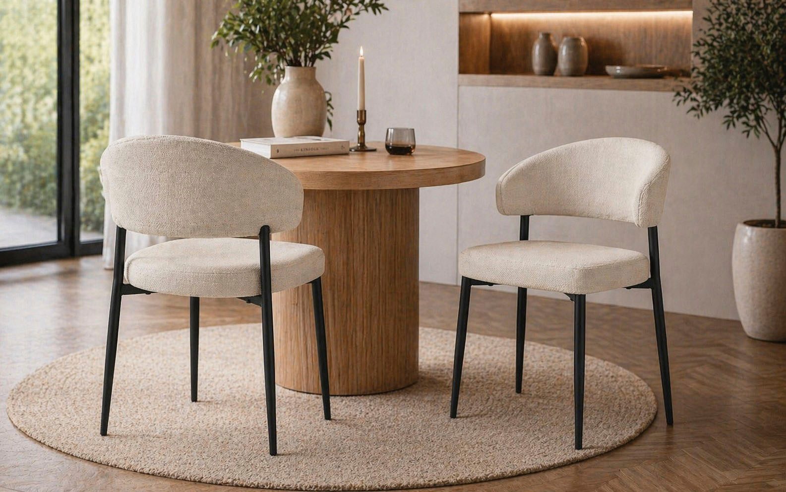 ACTONA GROUP Esszimmerstuhl Edina 2er Set, Stoff - bequem & stilvoll, mehrere Farben, moderne, Gepolstert, weicher Bezug & hoher Sitzkomfort, schwarze Stahlbeine