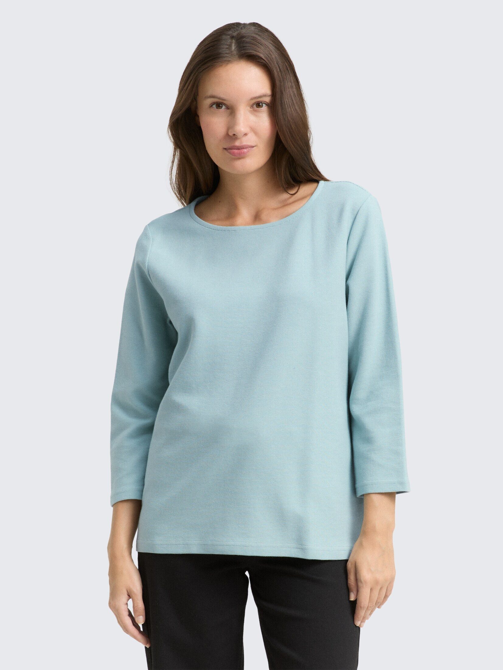 TOM TAILOR 3/4-Arm-Shirt T-Shirt Langarmshirt mit Ottoman-Struktur günstig online kaufen