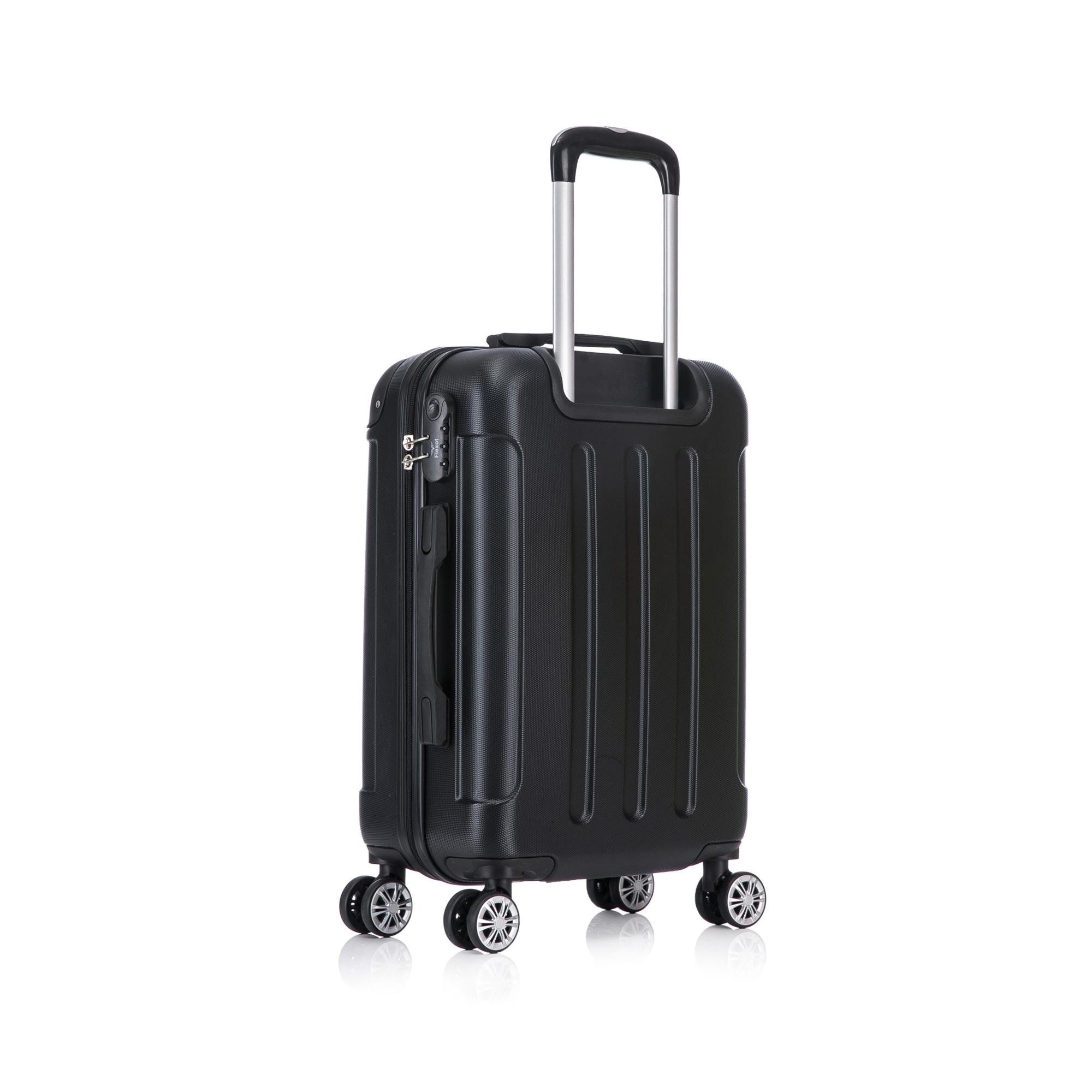 Flexot Hartschalen-Trolley F-2045 Kofferset, 360° Rollen, robuster Reisekoffer, Bordcase, 4 Rollen, Robuster und moderner Koffer mit vier 360° Rollen und Zahlen – Bild 5 von 5