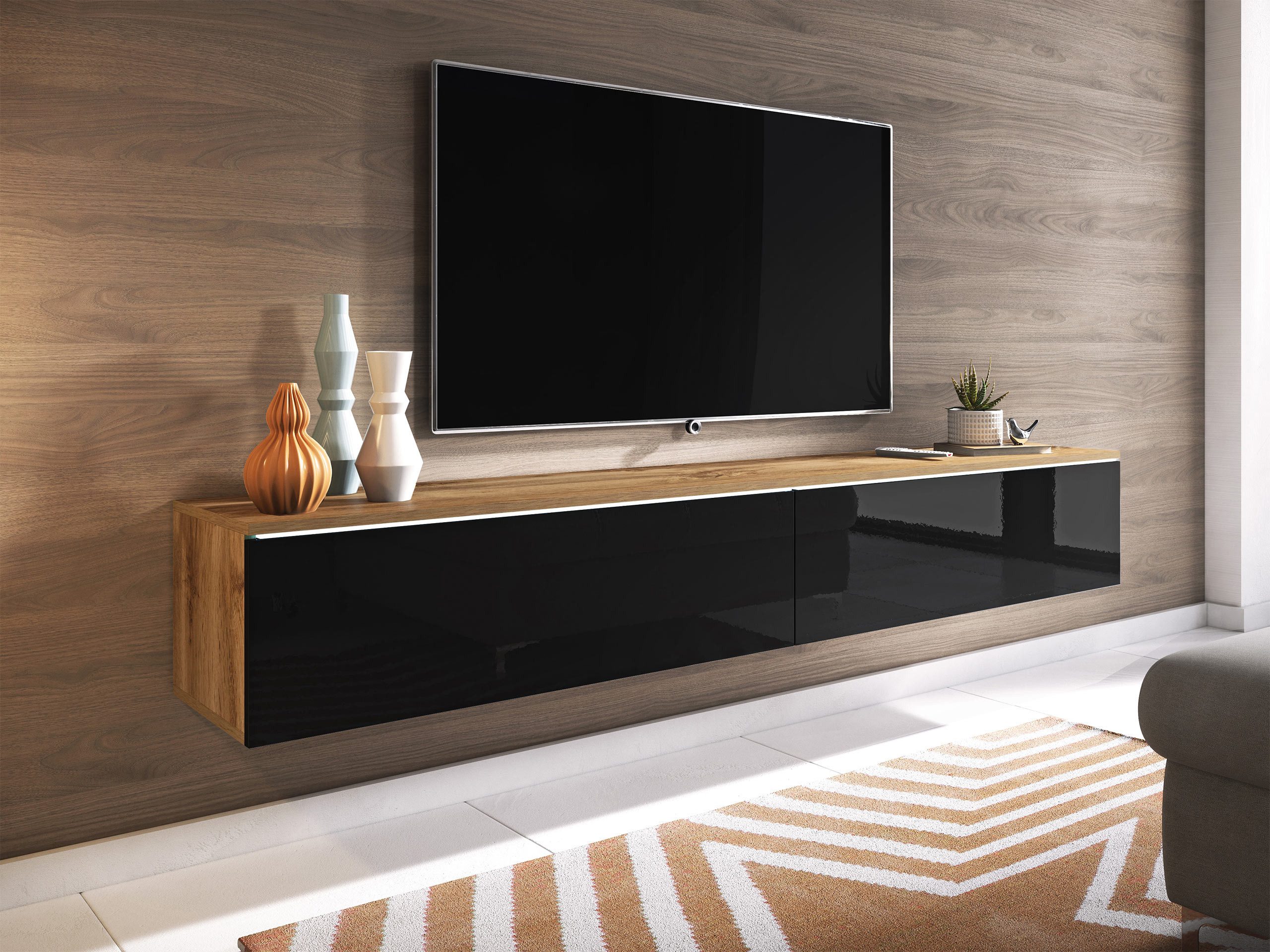 MIRJAN24 TV-Schrank D180 (mit zwei Klappen) LED Beleuchtung als Option, 180 günstig online kaufen