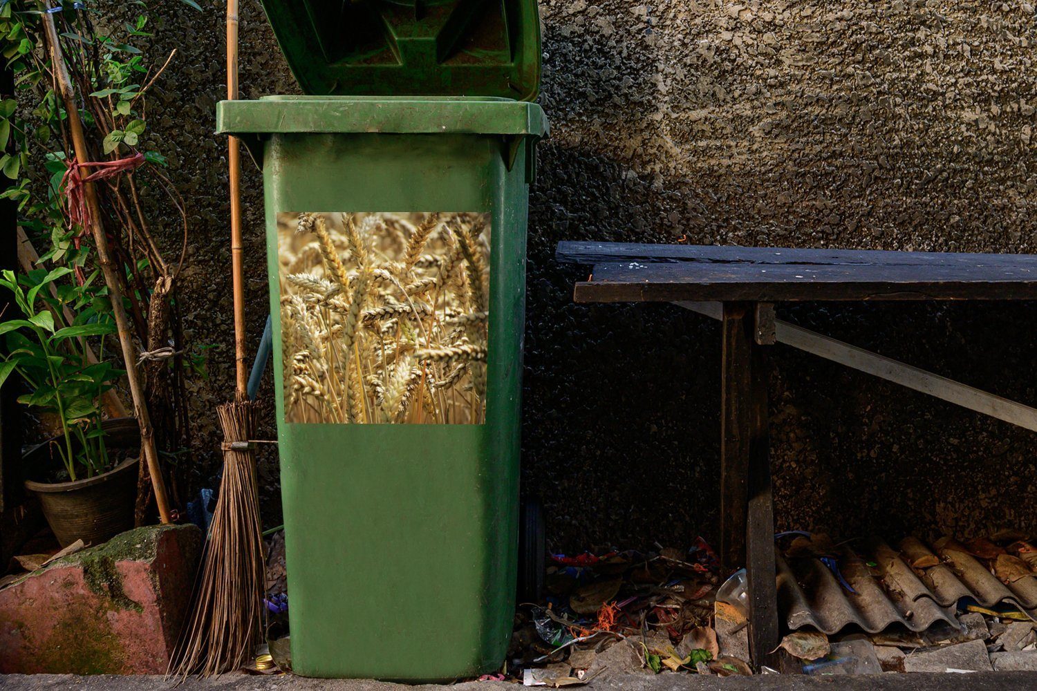 - St), Mülleimer-aufkleber, Getreide Mülltonne, (1 Wandsticker Container, - Weizen Abfalbehälter MuchoWow Dinkel Sticker,