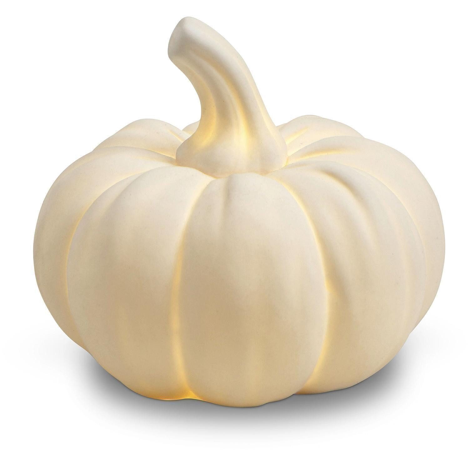 casa NOVA Dekolicht Deko-Kürbis CUCURBITA, Weiß, Keramik, Beleuchtung batteriebetrieben, Ø 9,2 x H 7,8 cm