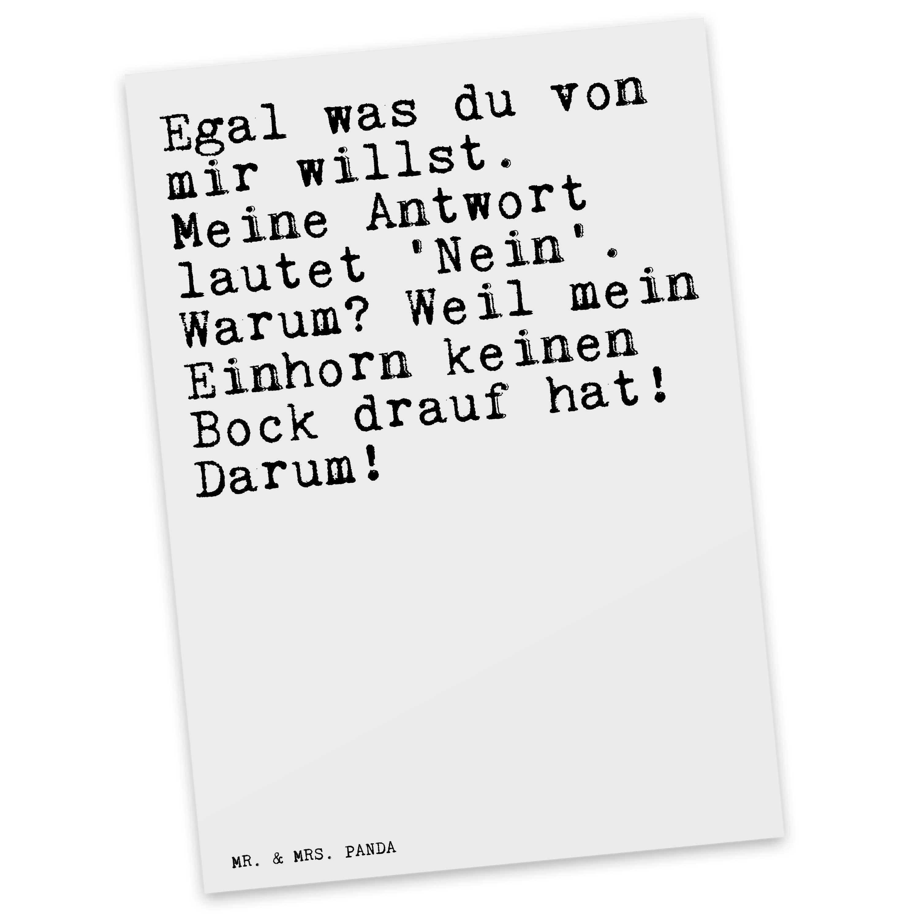 Mr. & Mrs. Panda Postkarte »Egal was du von... Weiß Geschenk